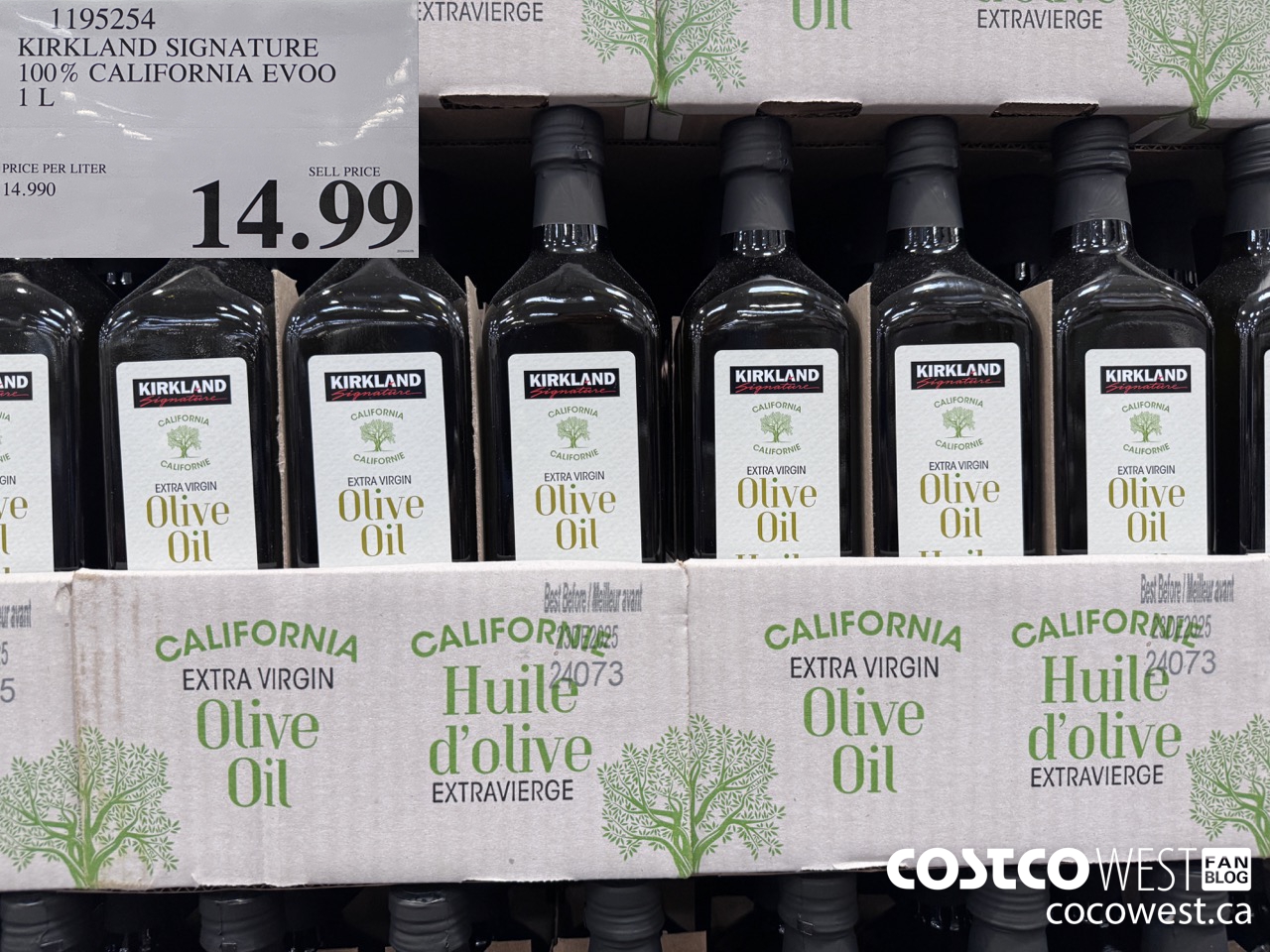 1195254 KIRKLAND SIGNATURE 100% CALIFORNIA EVOO 1L  $14.99