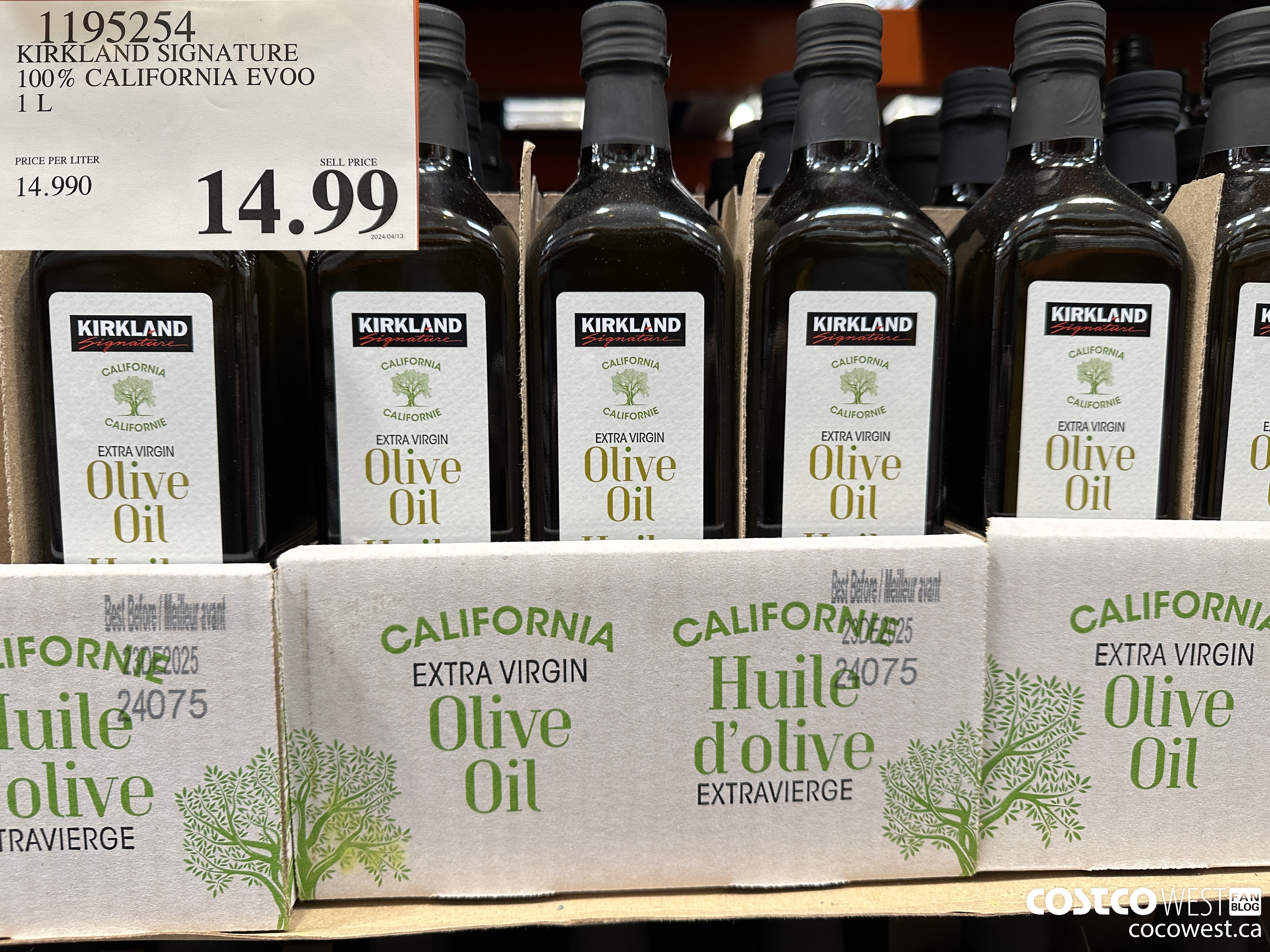 1195254 KIRKLAND SIGNATURE 100% CALIFORNIA EVOO 1L  $14.99