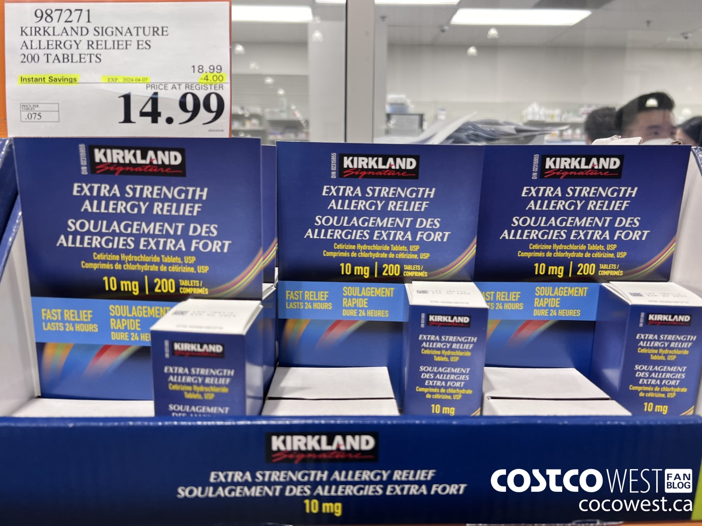 987271 KIRKLAND SIGNATURE ALLERGY RELIEF 200 TABLETS ($4.00 INSTANT SAVINGS EXPIRES ON 2024-04-07) $14.99