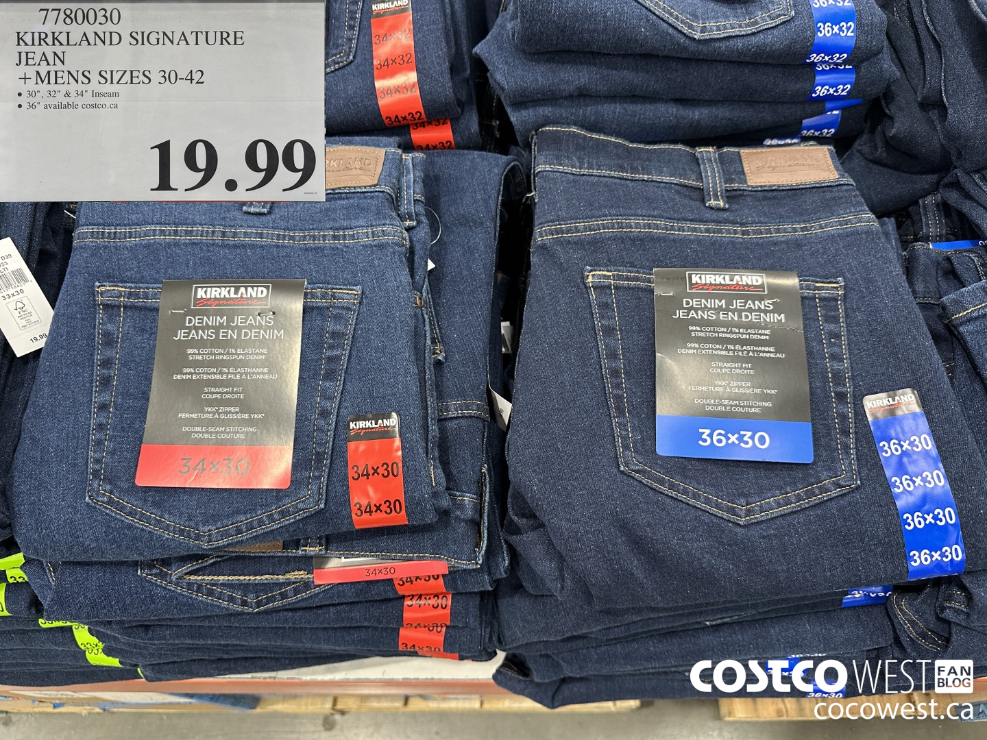 7780030 KIRKLAND SIGNATURE BLUE JEANS MENS SIZES 30-42 $19.99