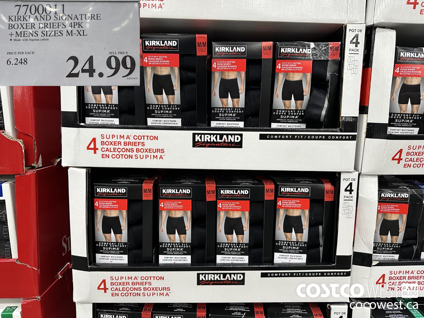 7700011 KIRKLAND SIGNATURE BOXER BRIEFS 4PK MENS SIZES M-XL $24.99