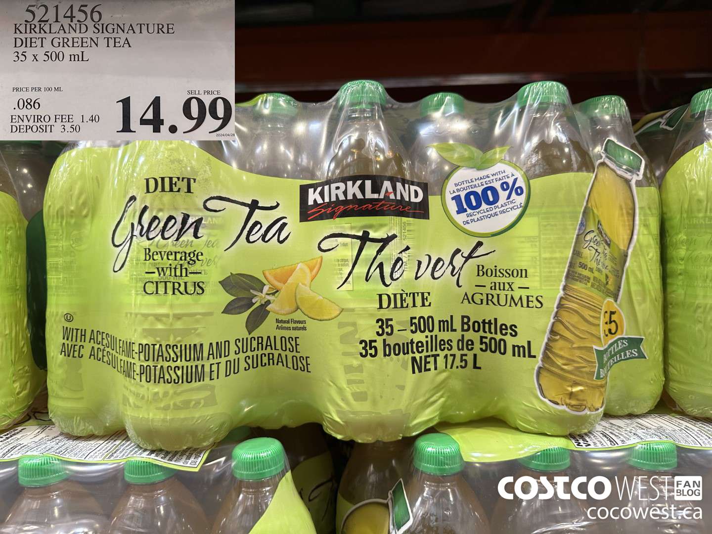 521456 KIRKLAND SIGNATURE DIET GREEN TEA 35 X 500L $14.99