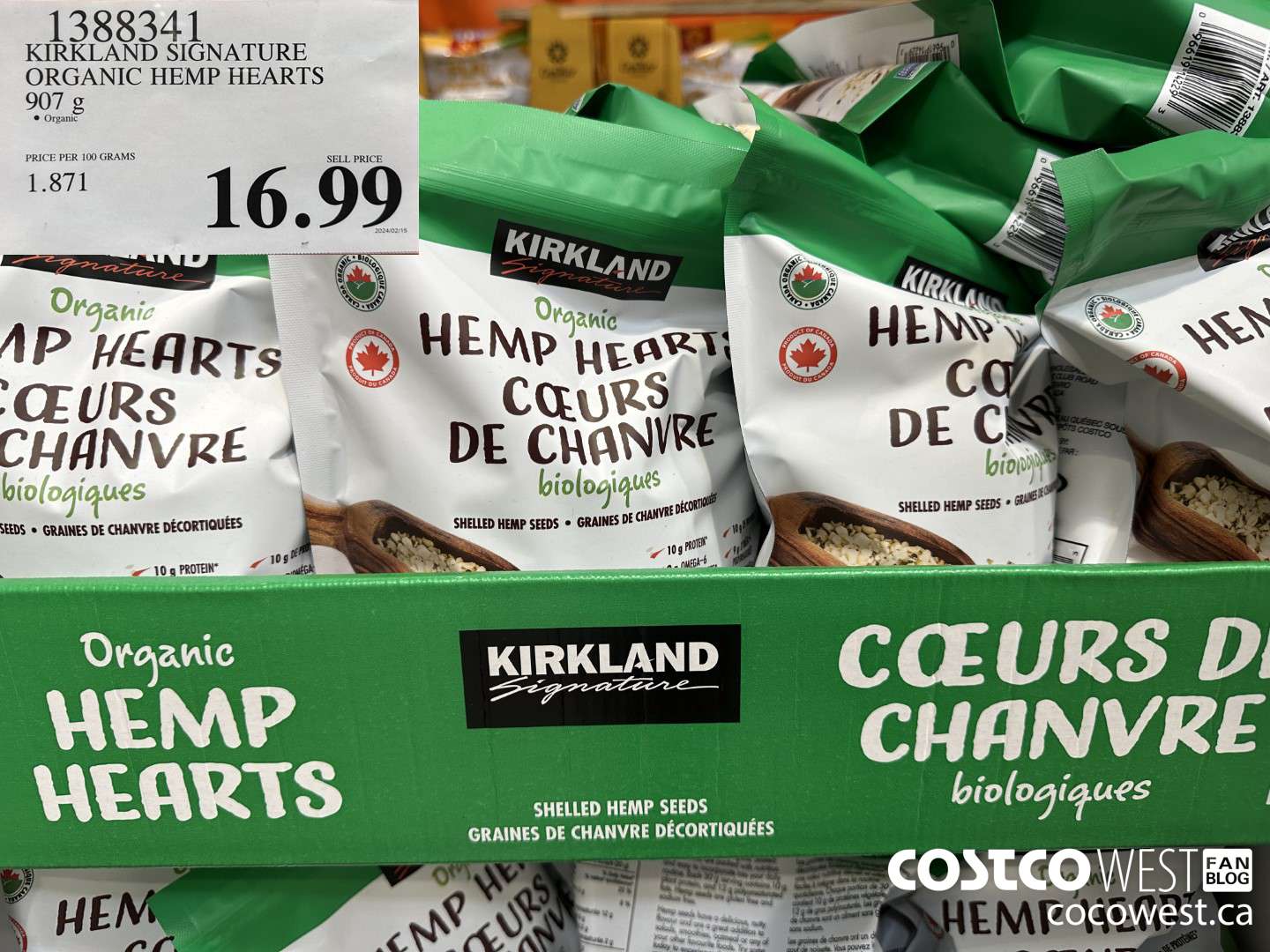1388341 KIRKLAND SIGNATURE HEMP HEARTS 908 g $16.99