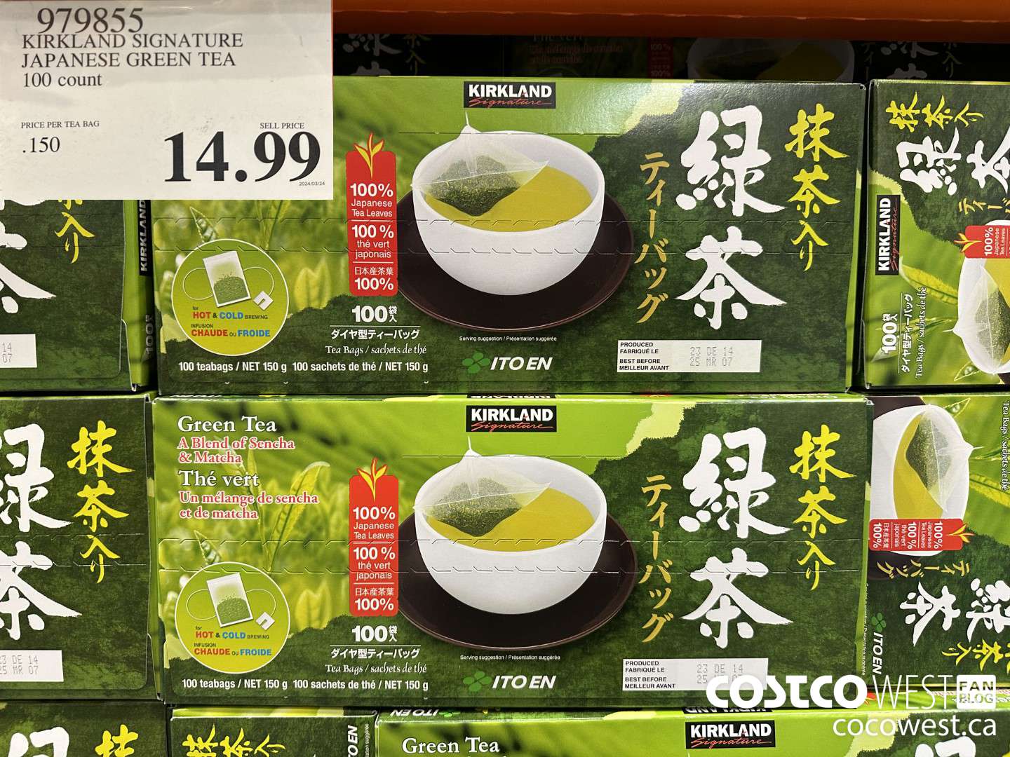 979855 KIRKLAND SIGNATURE JAPANESE GREEN TEA 100 COUNT $14.99