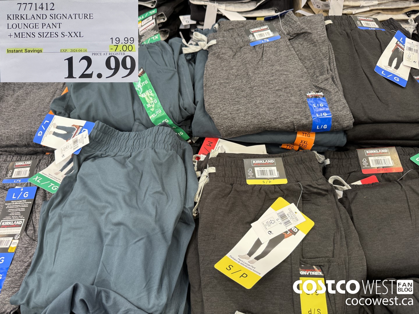 7771412 KIRKLAND SIGNATURE LOUNGE PANT MENS SIZES S-XXL ($7.00 INSTANT SAVINGS EXPIRES ON 2024-04-14) $12.99