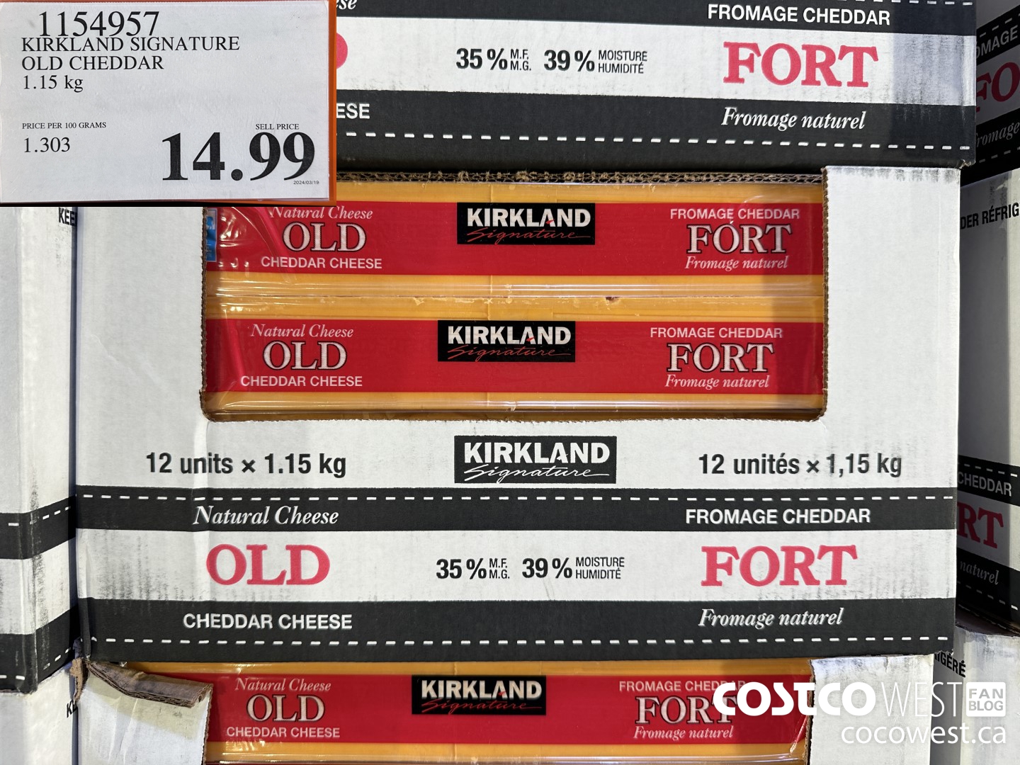 1154957 KIRKLAND SIGNATURE OLD CHEDDAR 1.15 KG $14.99