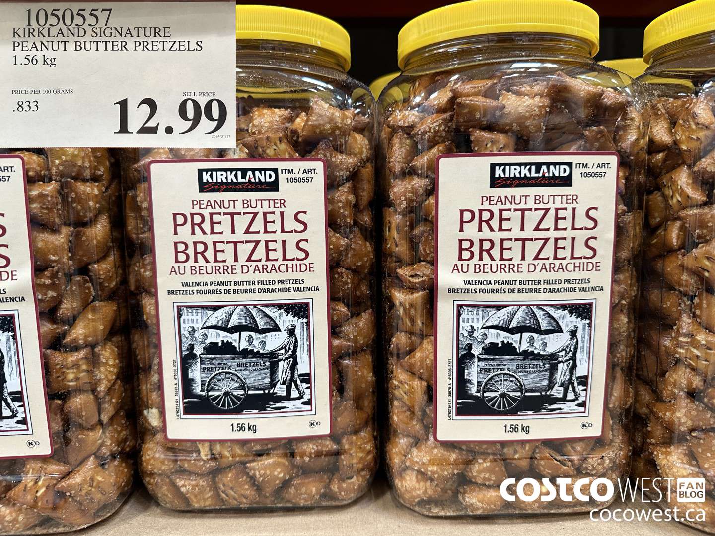 1050557 KIRKLAND SIGNATURE PEANUT BUTTER PRETZEL 1.56KG $12.99