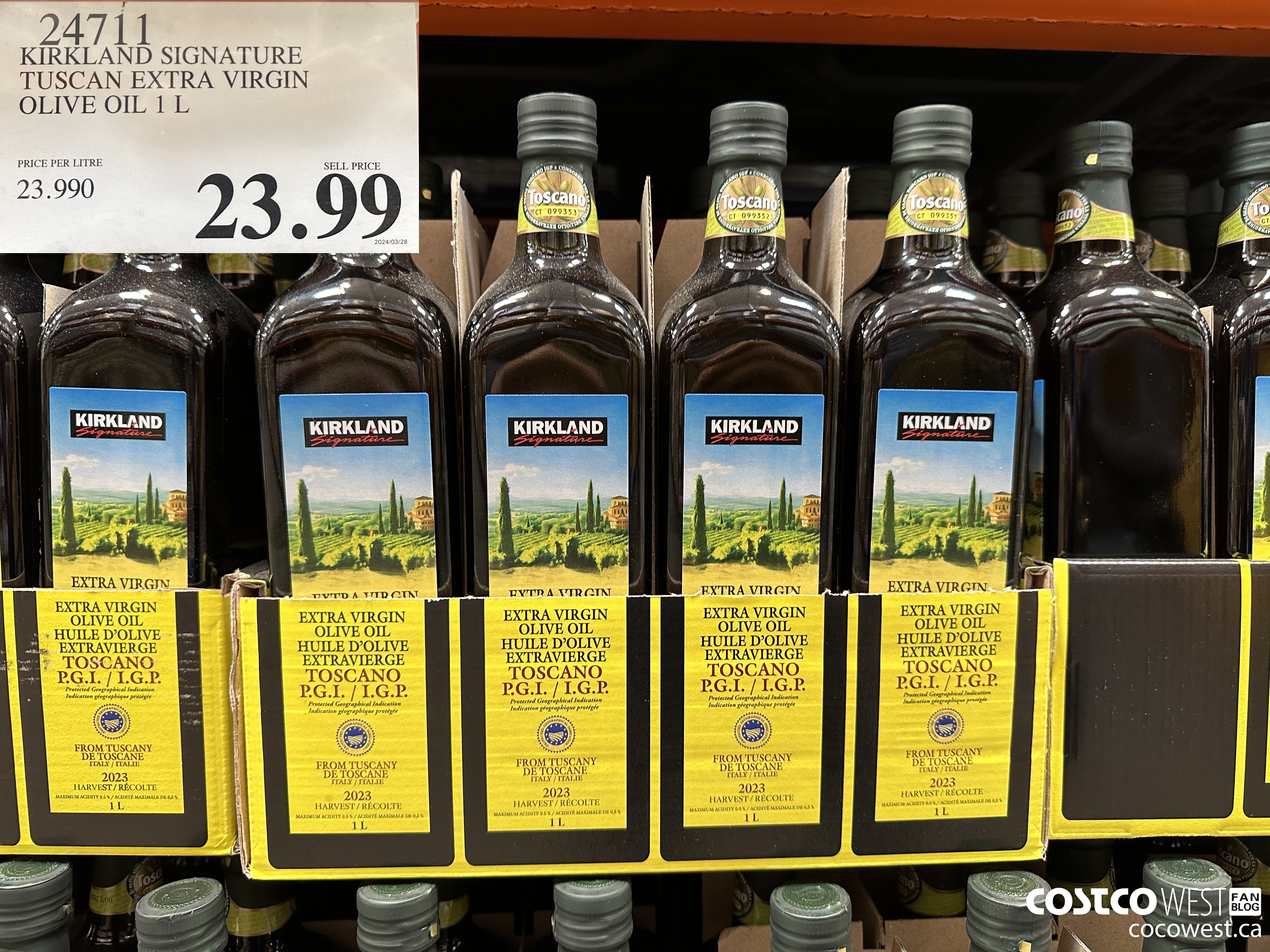 24711 KIRKLAND SIGNATURE TUSCAN EXTRA VIRGIN OLIVE OIL 1 L $23.99