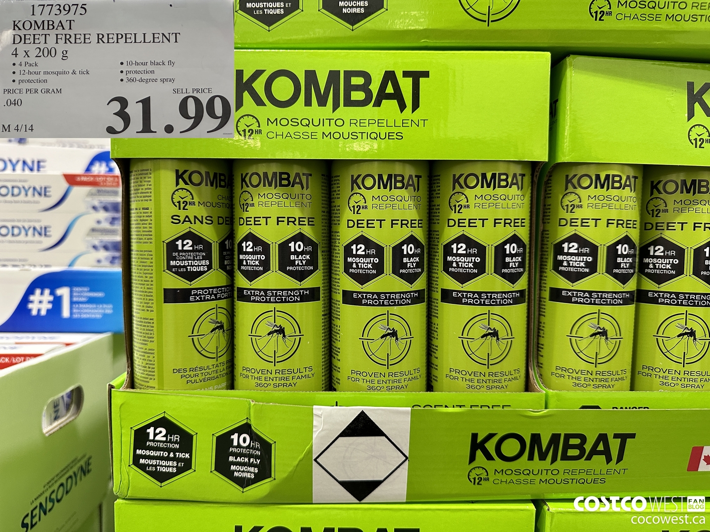 1773975 KOMBAT DEET FREE REPELLENT 4 x 200 g $31.99