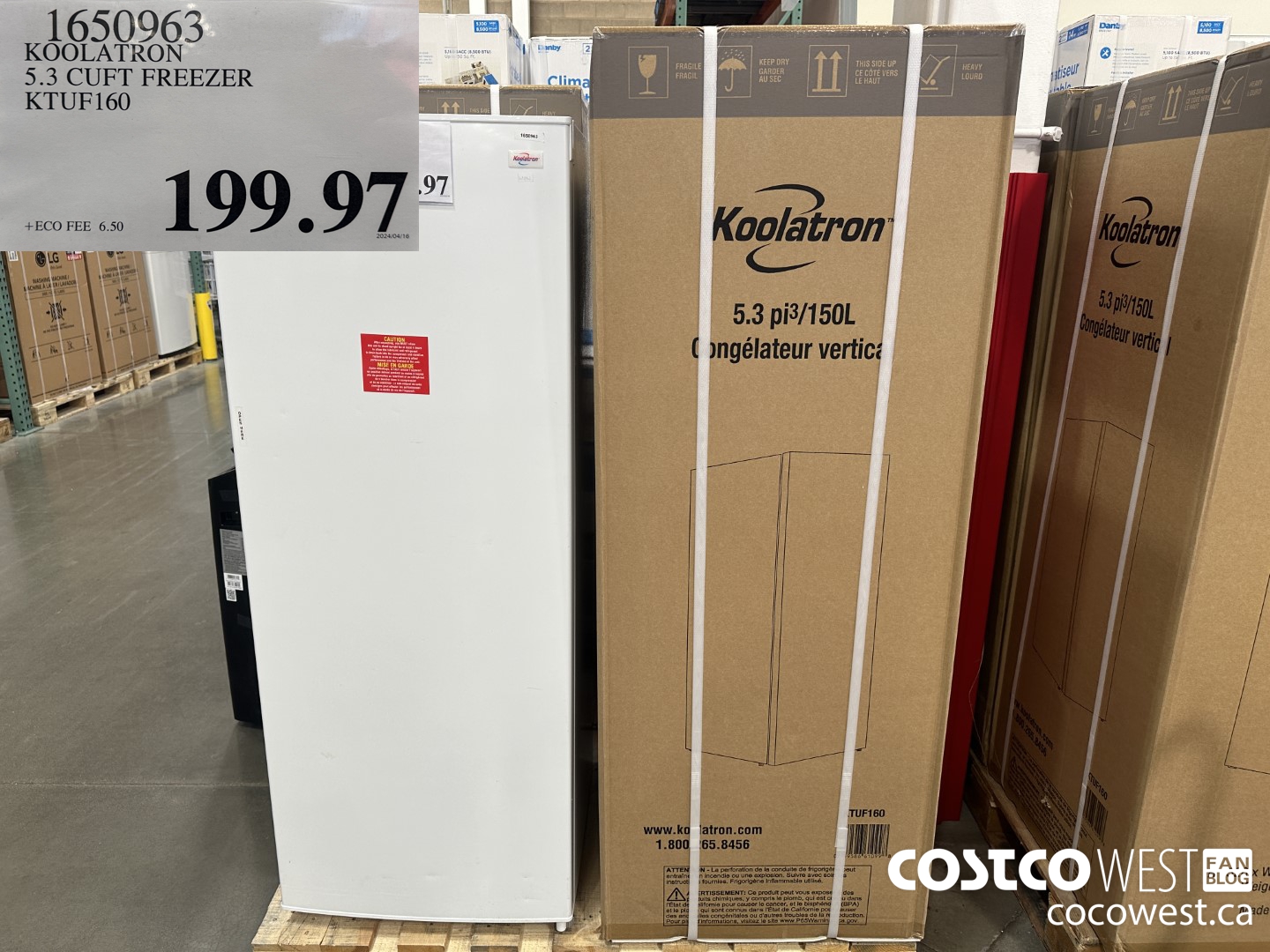 1650963 KOOLATRON 5.3 CUFT FREEZER KTUF160 $199.97