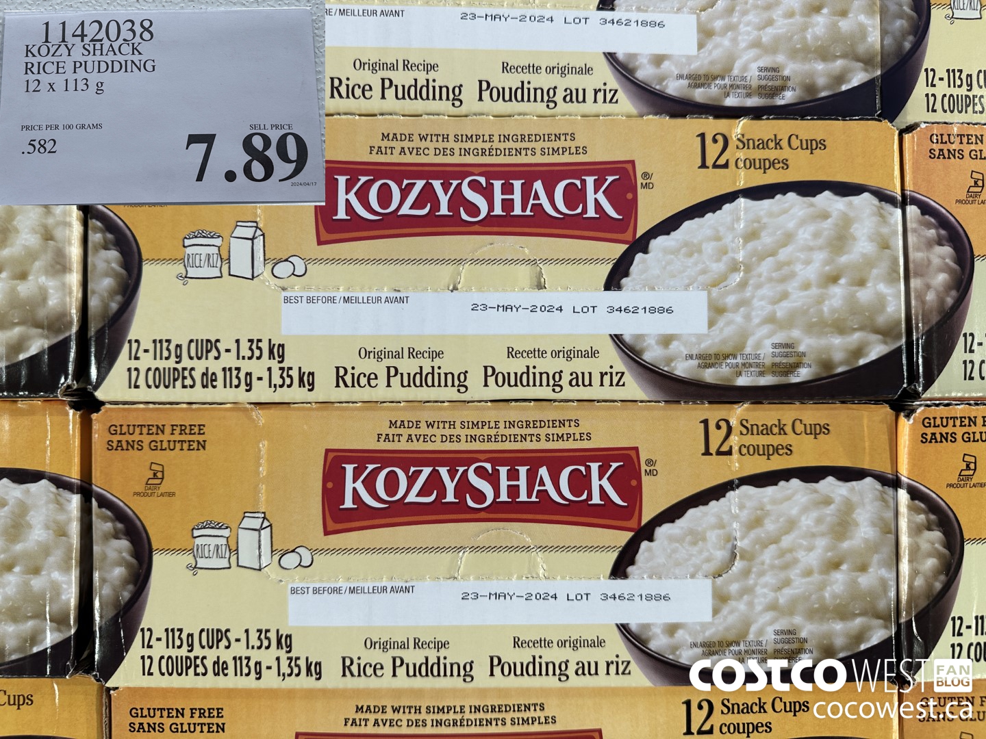 1142038 KOZY SHACK RICE PUDDING 12 x 113 g $7.89