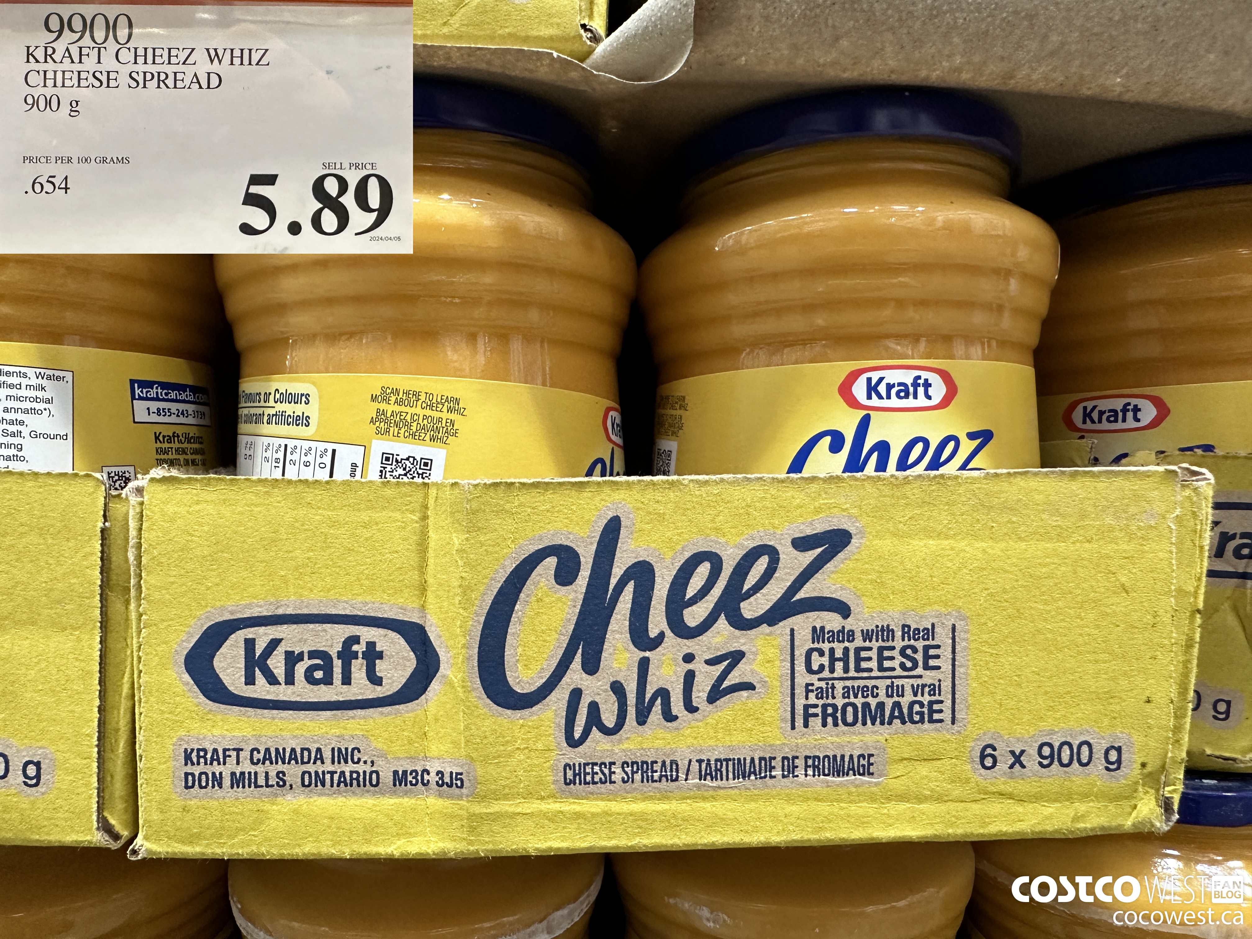 9900 KRAFT CHEEZ WHIZ CHEESE SPREAD 900 G $5.89