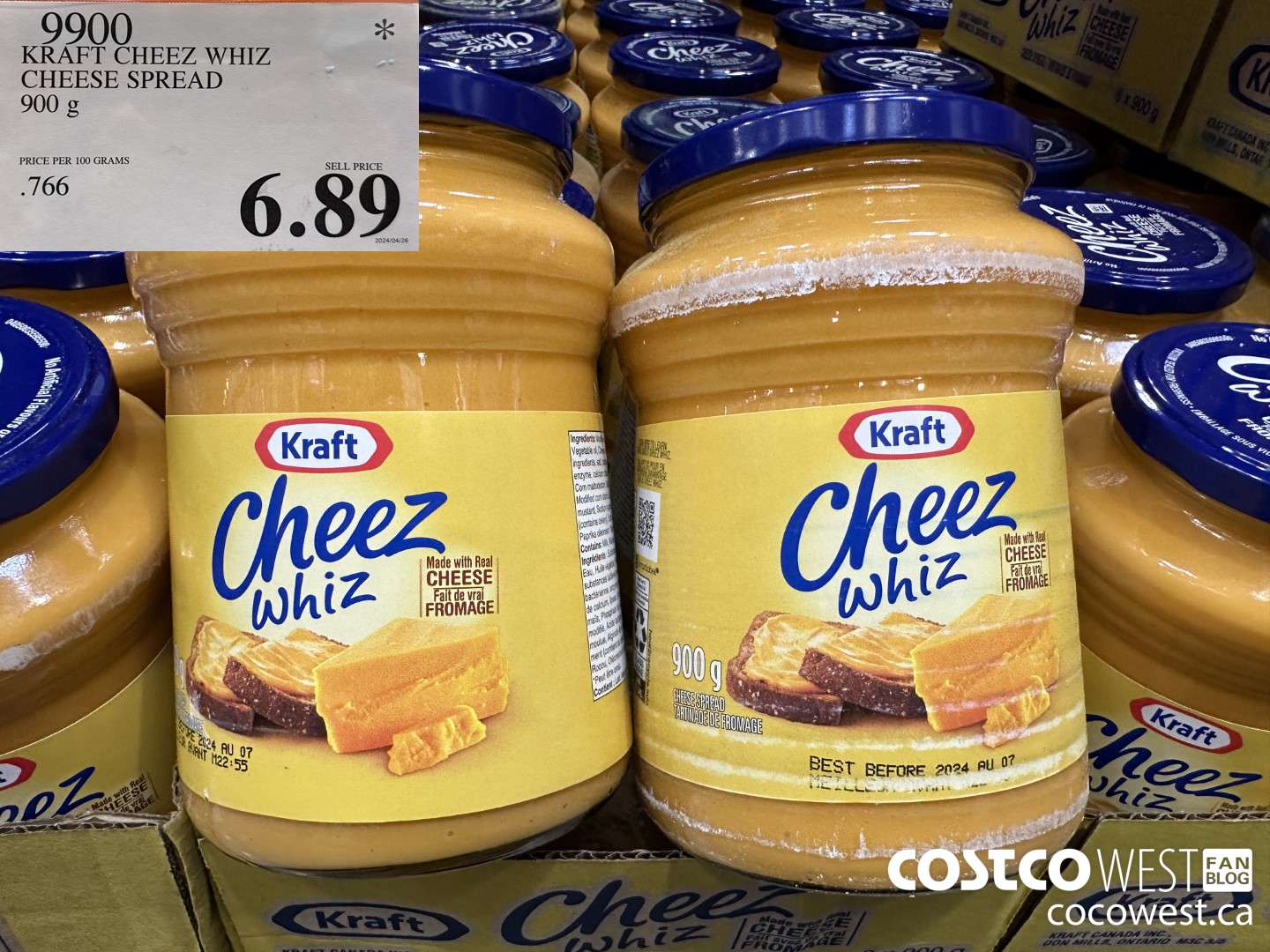 9900 KRAFT CHEEZ WHIZ CHEESE SPREAD 900 G $6.89