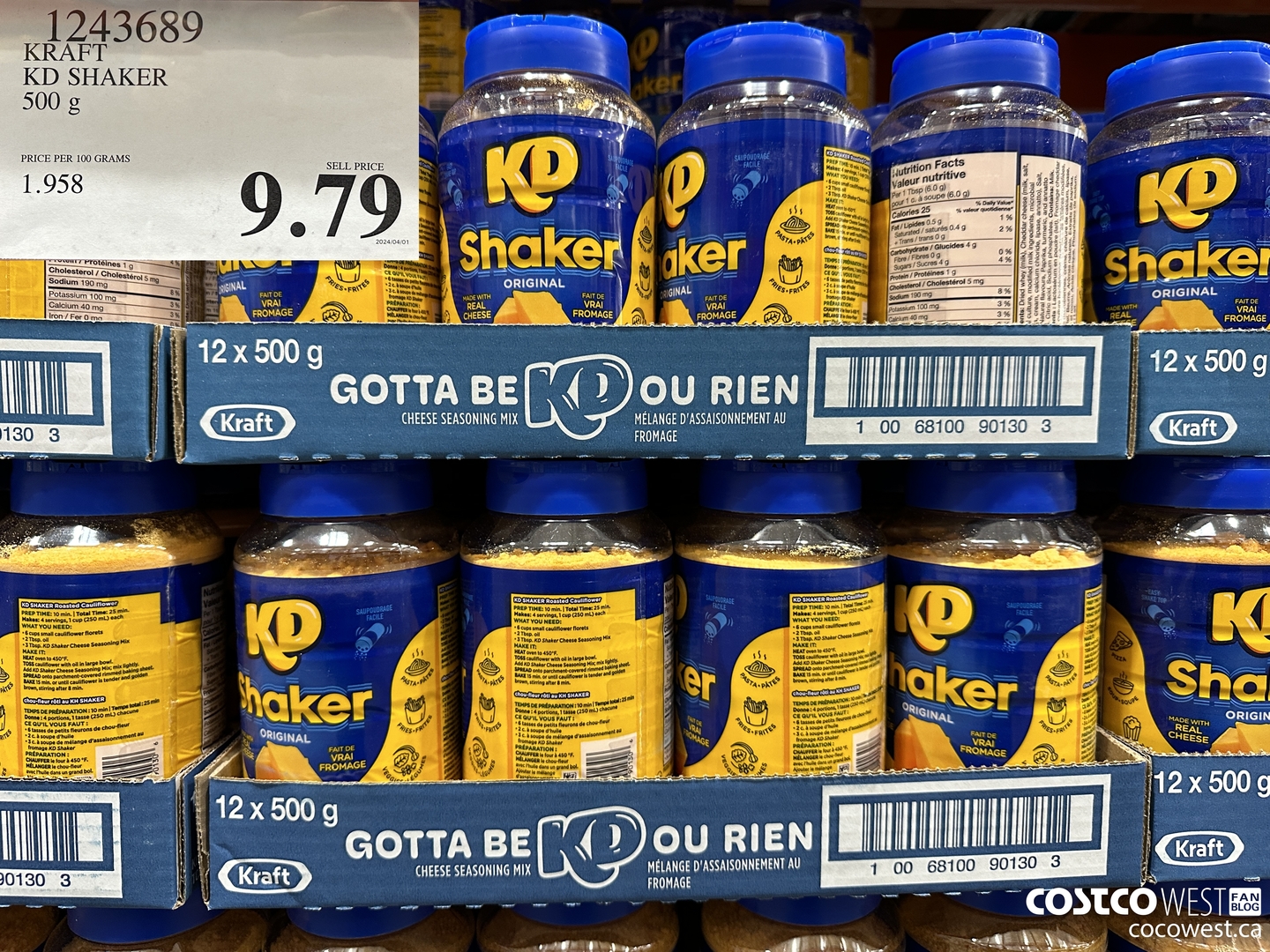 1243689 KRAFT KD SHAKER 500 G $9.79