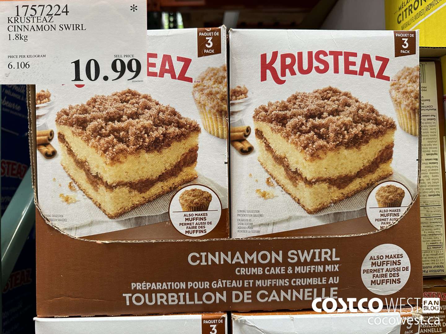 1757224 KRUSTEAZ CINNAMON SWIRL 1.8KG $10.99