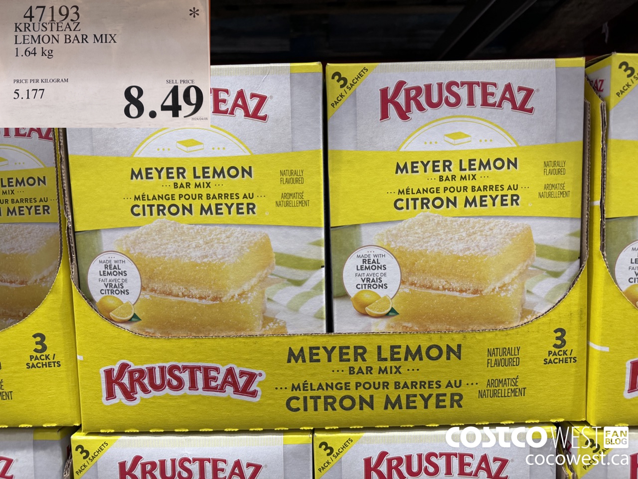 47193 KRUSTEAZ LEMON BAR MIX 1.65 kg $8.49