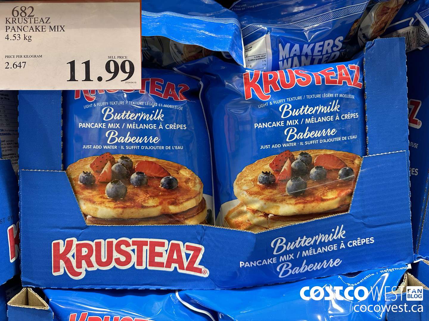 682 KRUSTEAZ PANCAKE MIX 4.53 kg $11.99