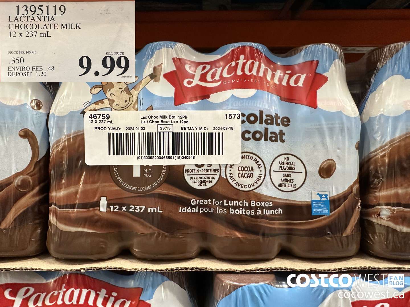 1395119 LACTANTIA CHOCOLATE MILK 12 x 237 mL $9.99