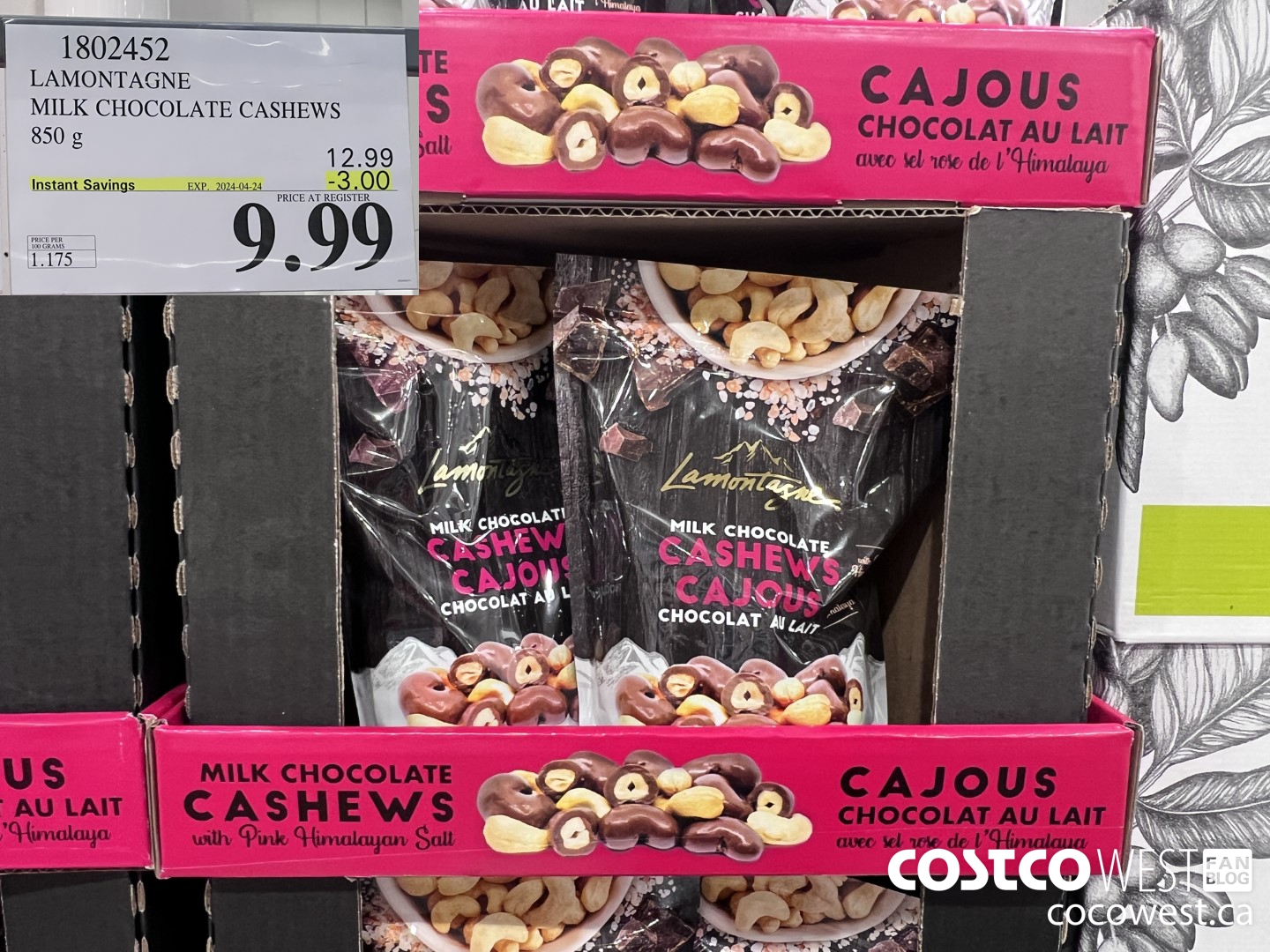 1802452 LAMONTAGNE MILK CHOCOLATE CASHEWS 850G ($3.00 INSTANT SAVINGS EXPIRES ON 2024-04-24) $9.99