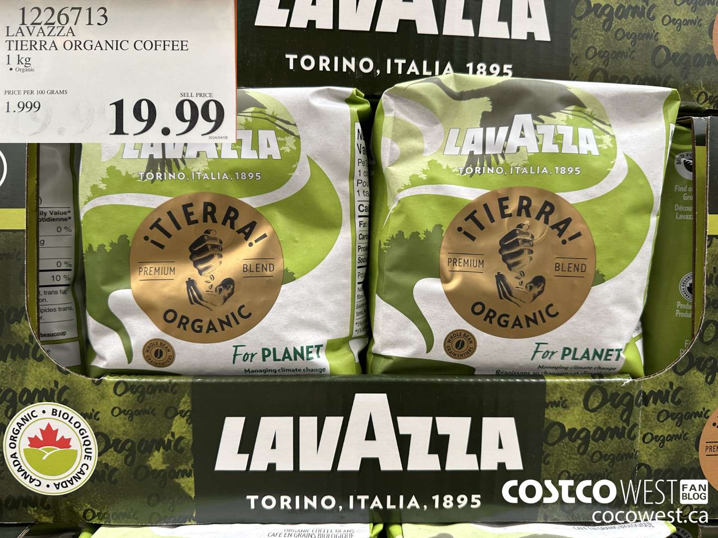 1226713 LAVAZZA TIERRA ORGANIC COFFEE 1 KG $19.99