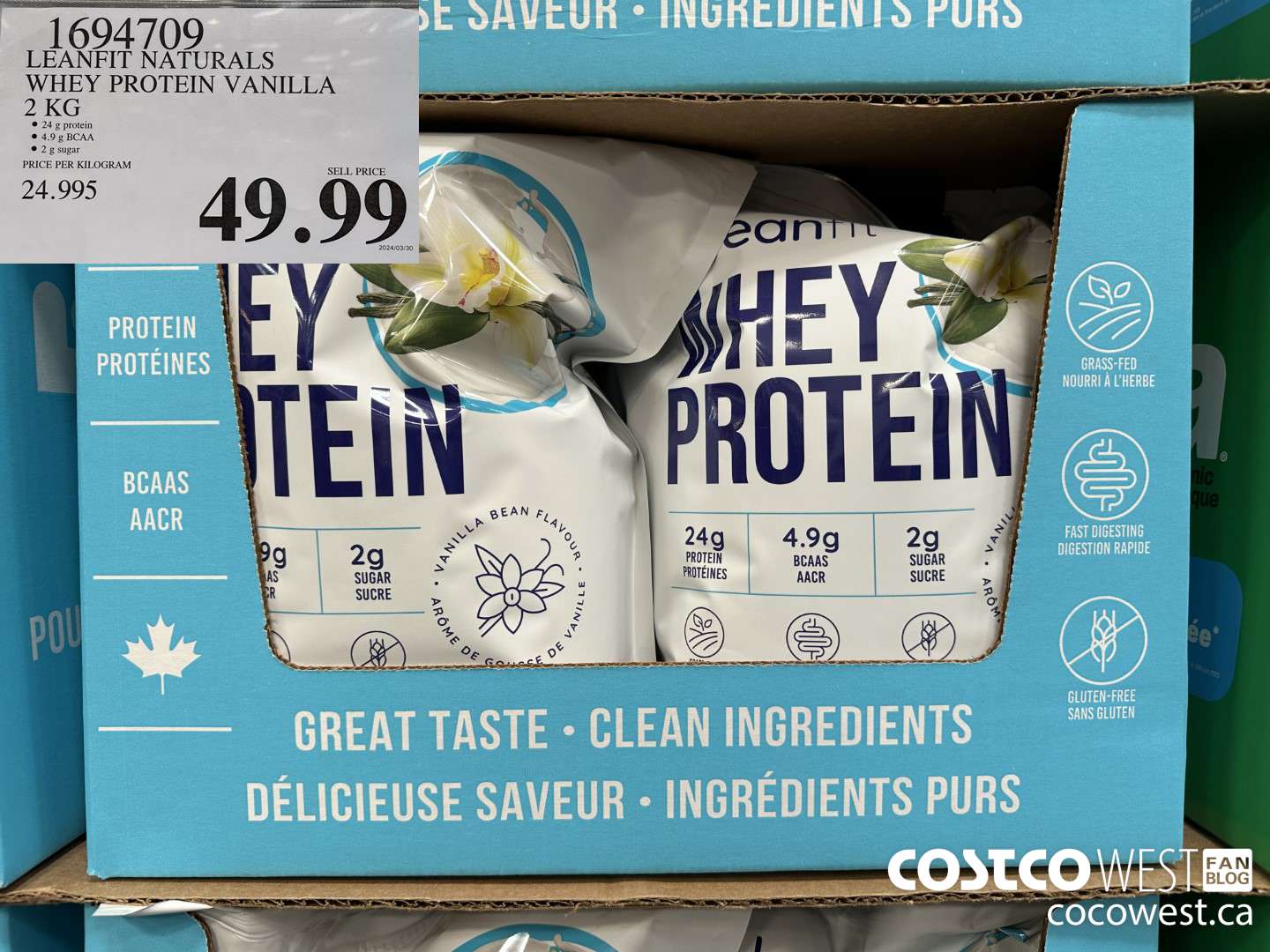 1694709 LEANFIT NATURALS WHEY PROTEIN VANILLA 2 KG $49.99