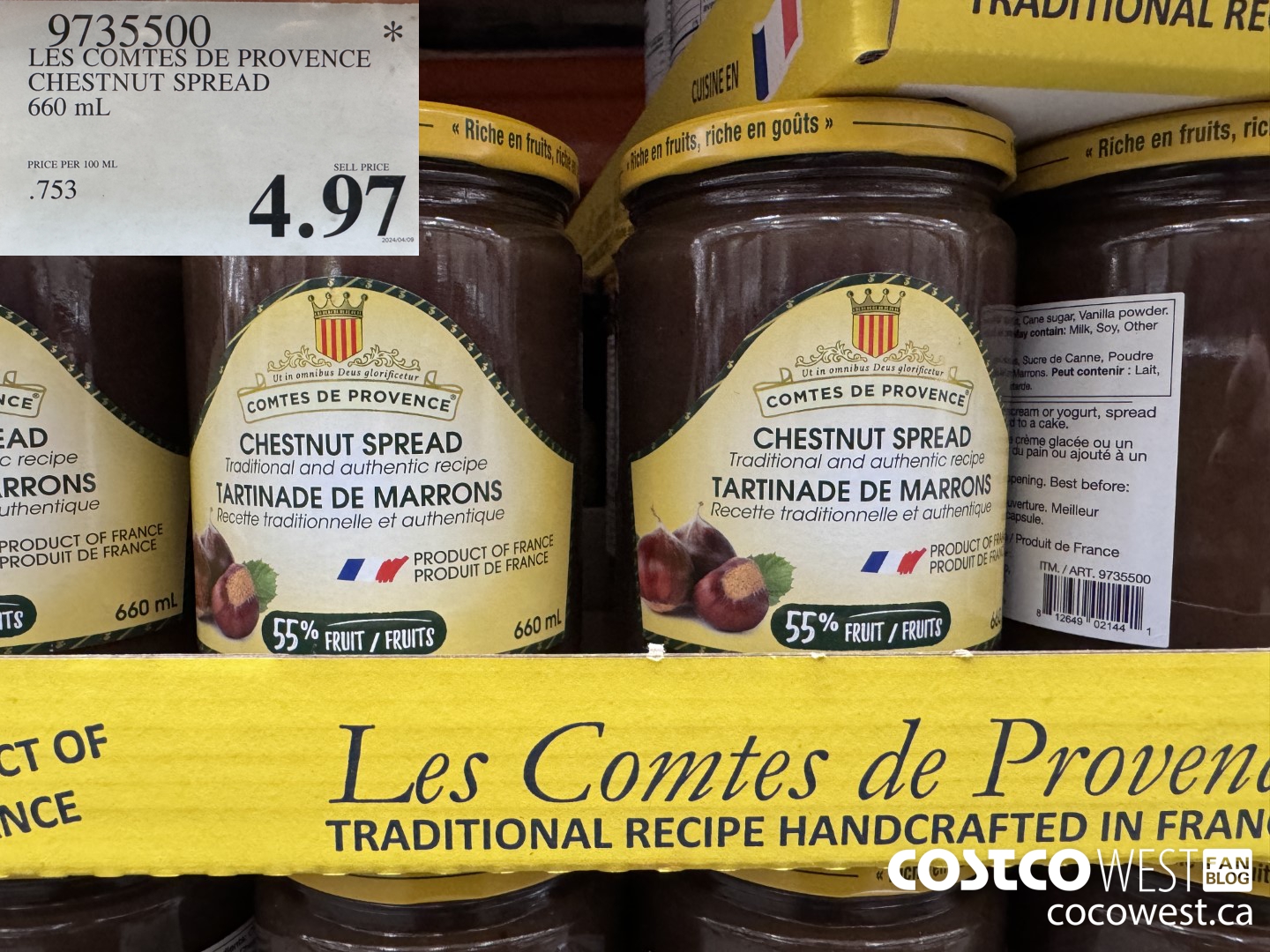9735500 LES COMTES DE PROVENCE CHESTNUT SPREAD 660 ML $4.97