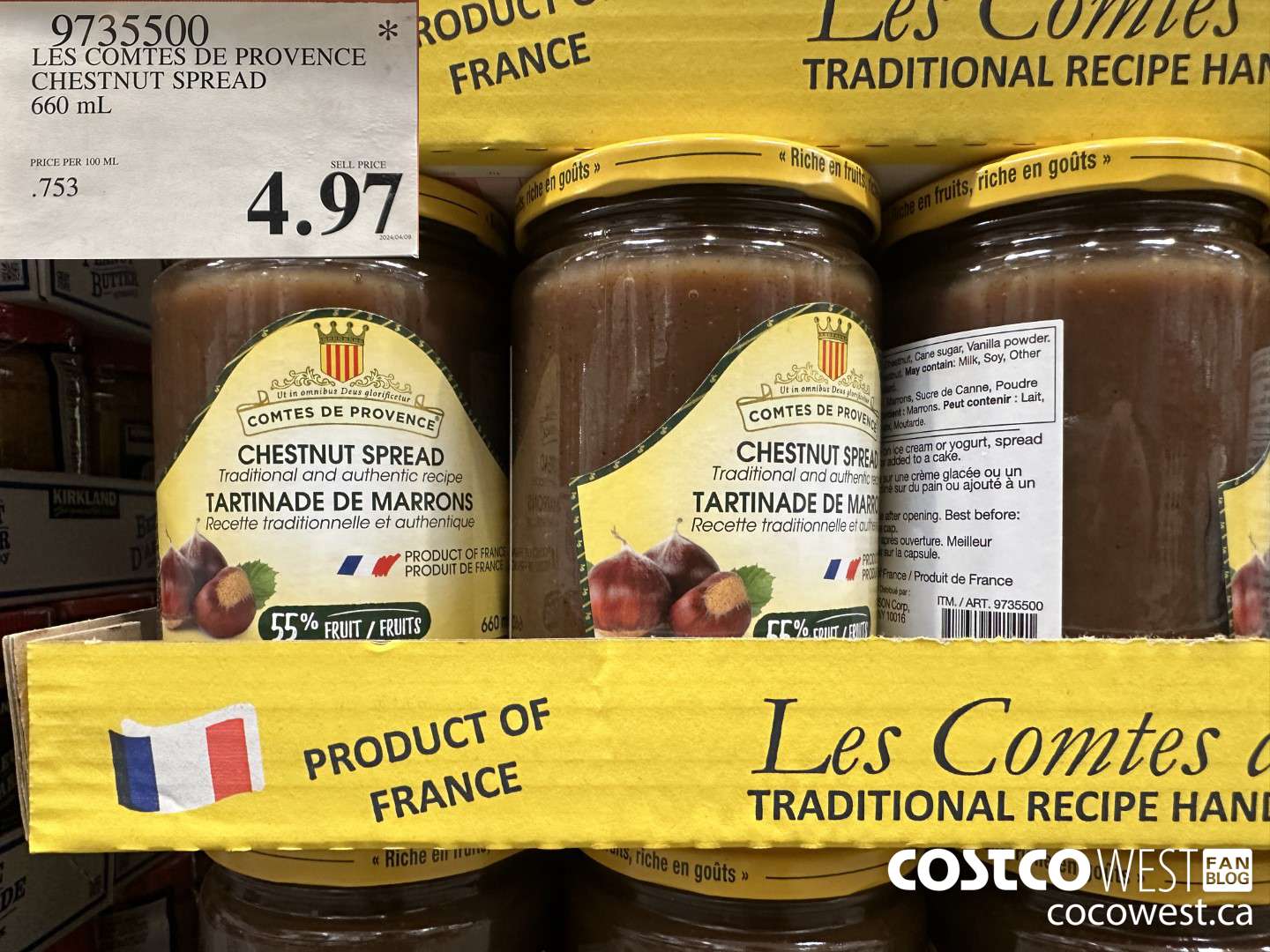 9735500 LES COMTES DE PROVENCE CHESTNUT SPREAD 660 ML $4.97