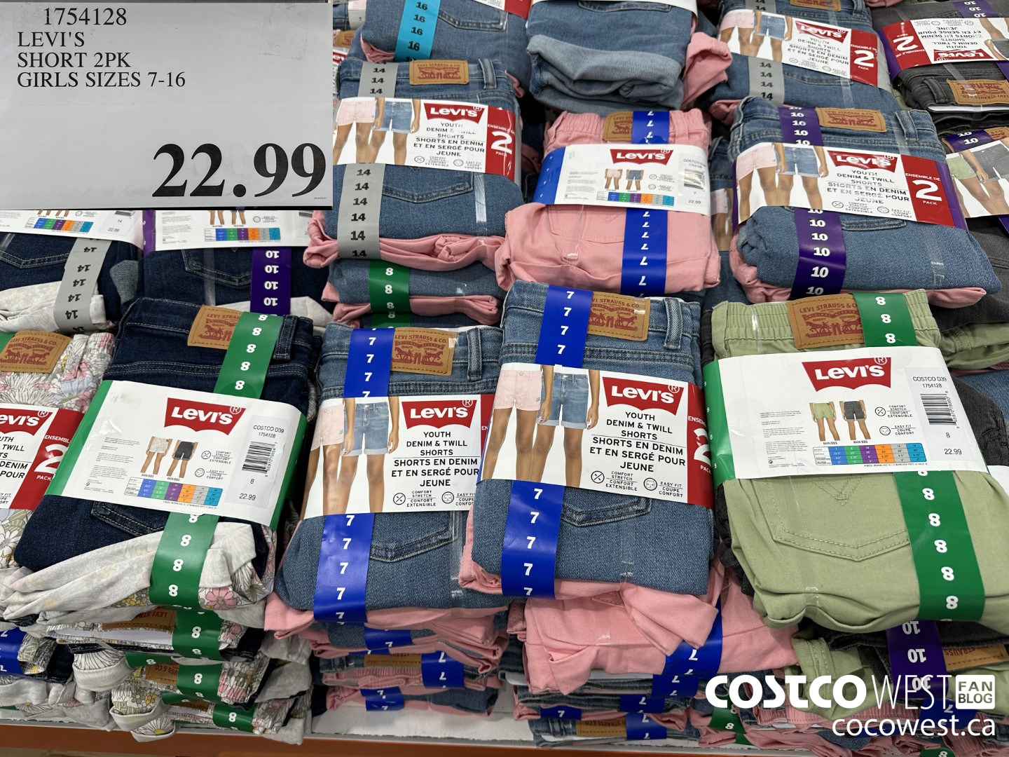 1754128 LEVI'S SHORT 2PK GIRLS SIZES 7-16 $22.99