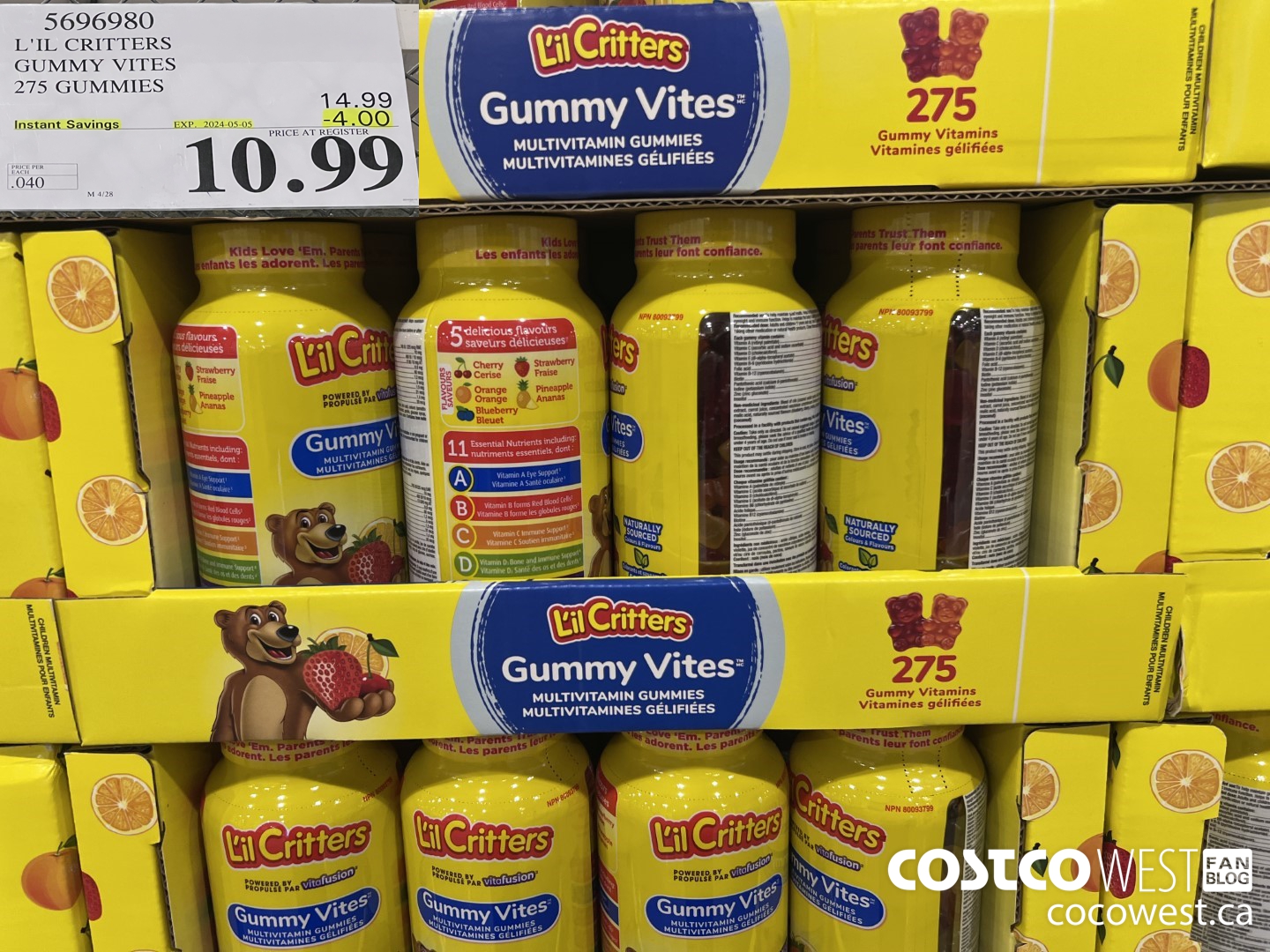 5696980 L'IL CRITTERS GUMMY VITES 275 GUMMIES ($4.00 INSTANT SAVINGS EXPIRES ON 2024-05-05) $10.99