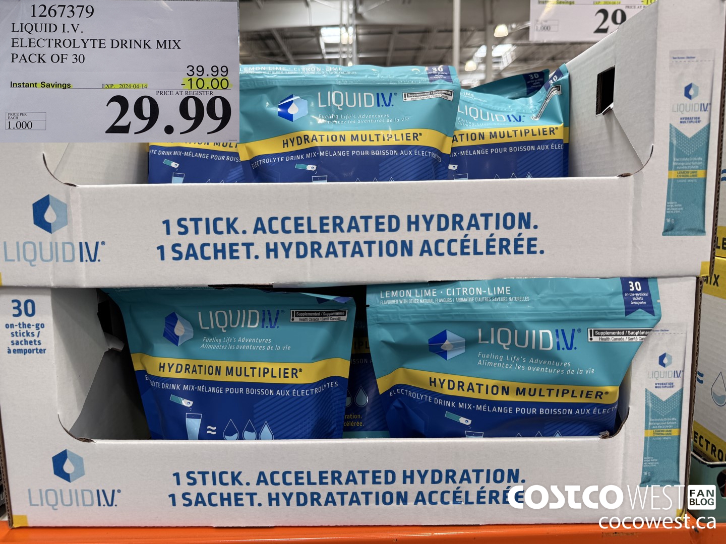 1267379 LIQUID ELECTROLYTE DRINK MIX PACK OF 30 ($10.00 INSTANT SAVINGS EXPIRES ON 2024-04-14) $29.99