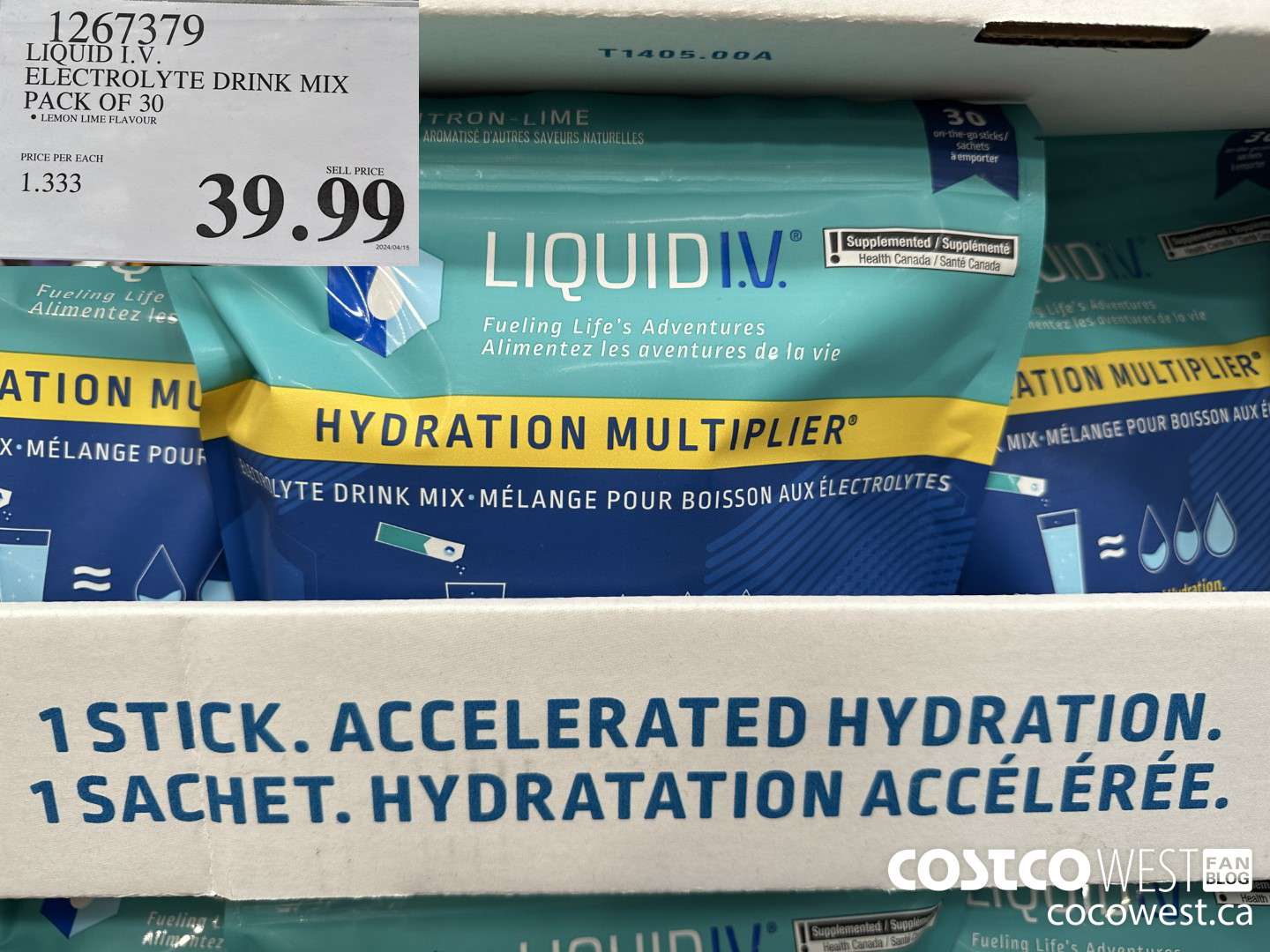 1267379 LIQUID ELECTROLYTE DRINK MIX PACK OF 30 $39.99