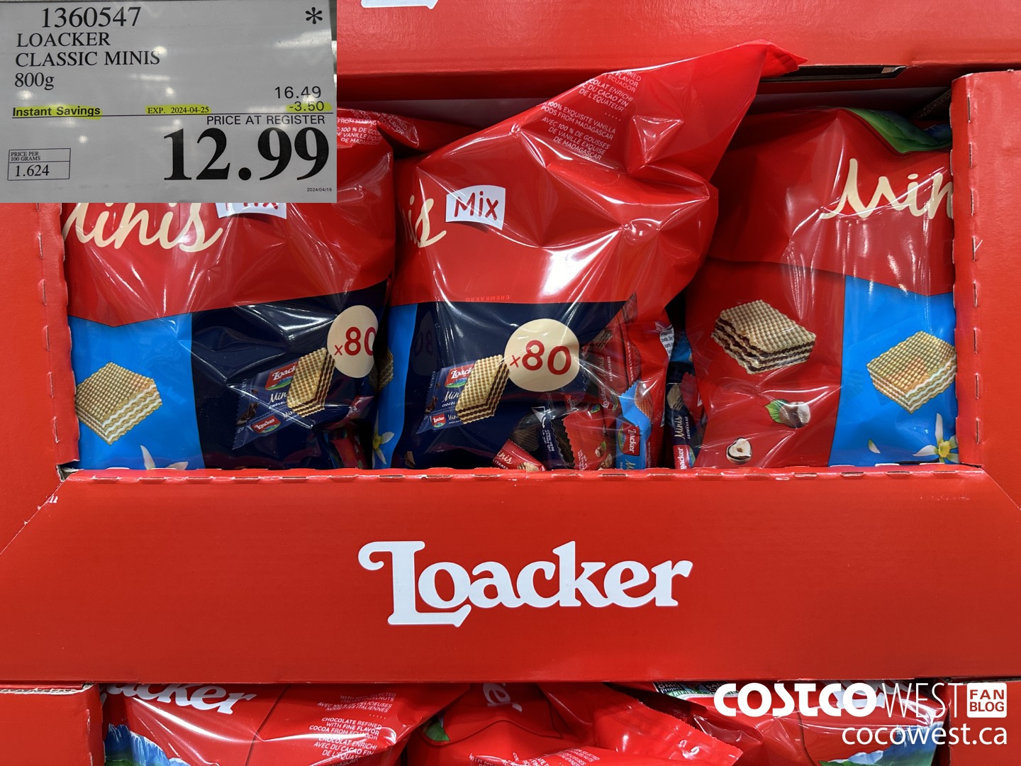 1360547 LOACKER CLASSIC MINIS 800G ($3.50 INSTANT SAVINGS EXPIRES ON 2024-04-25) $12.99