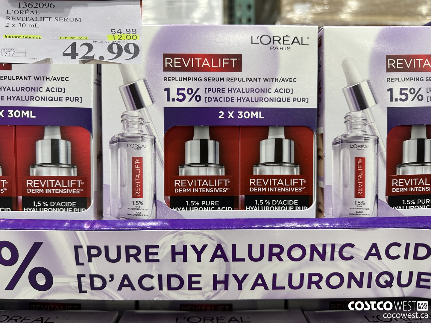 1362096 L'OREAL REVITALIFT SERUM 2 X 30 ML ($12.00 INSTANT SAVINGS EXPIRES ON 2024-05-05) $42.99