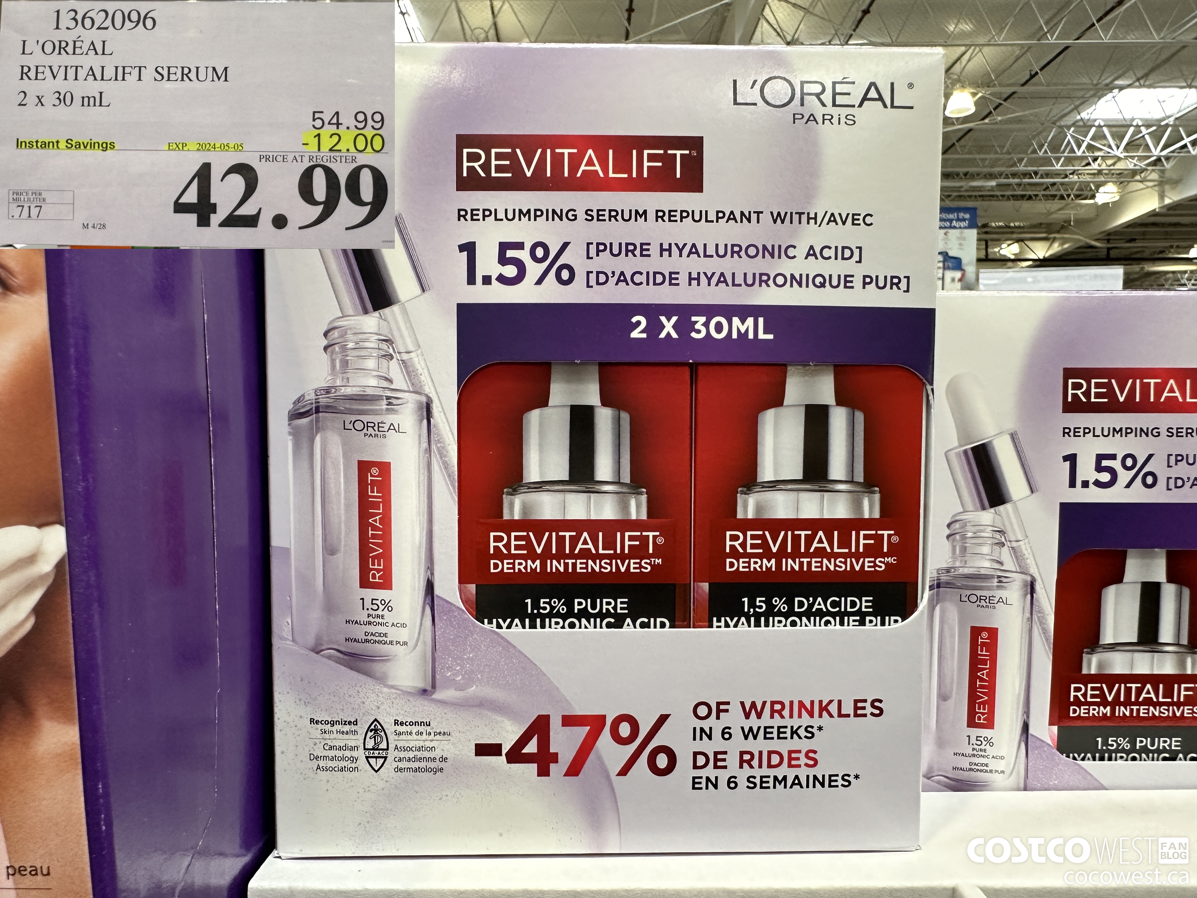 1362096 L'OREAL REVITALIFT SERUM 2 X 30 ML ($12.00 INSTANT SAVINGS EXPIRES ON 2024-05-05) $42.99