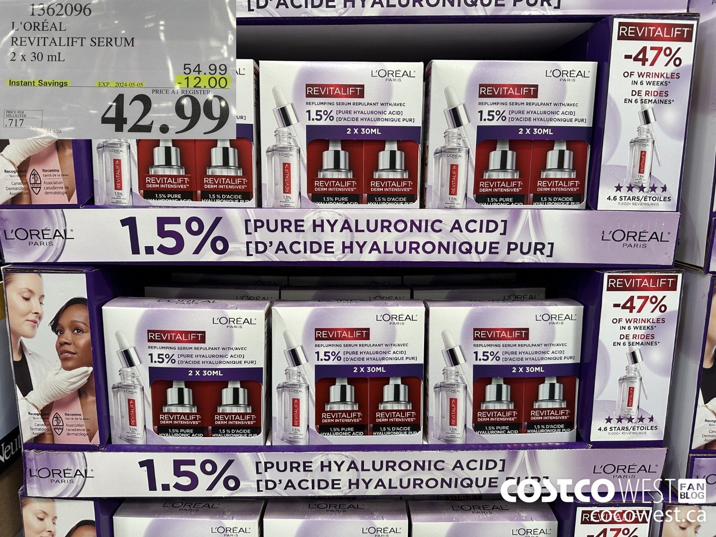 1362096 L'OREAL REVITALIFT SERUM 2 X 30 ML ($12.00 INSTANT SAVINGS EXPIRES ON 2024-05-05) $42.99