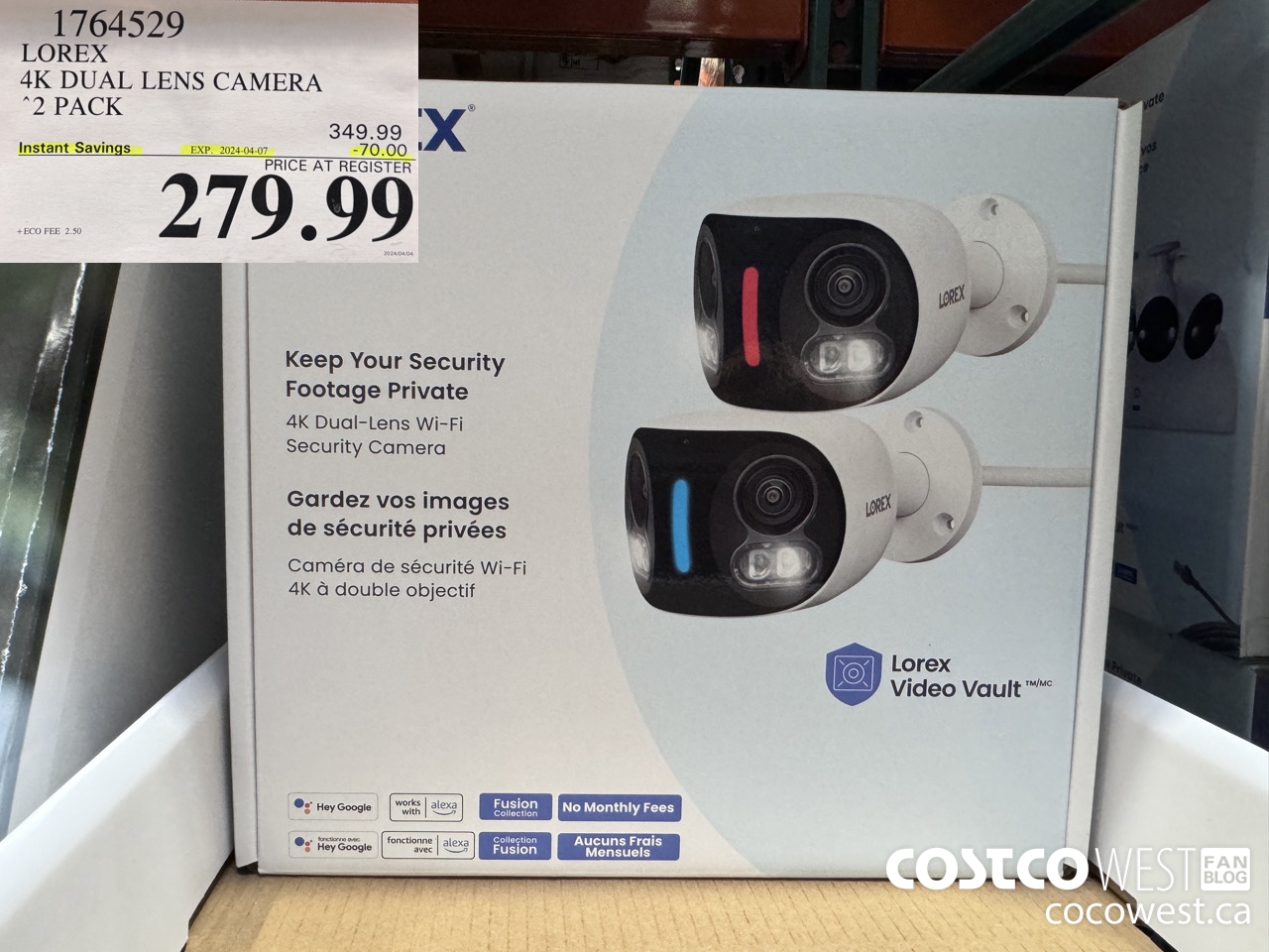 1764529 LOREX 4K DUAL LENS CAMERA 2 PACK ($70.00 INSTANT SAVINGS EXPIRES ON 2024-04-07) $279.99