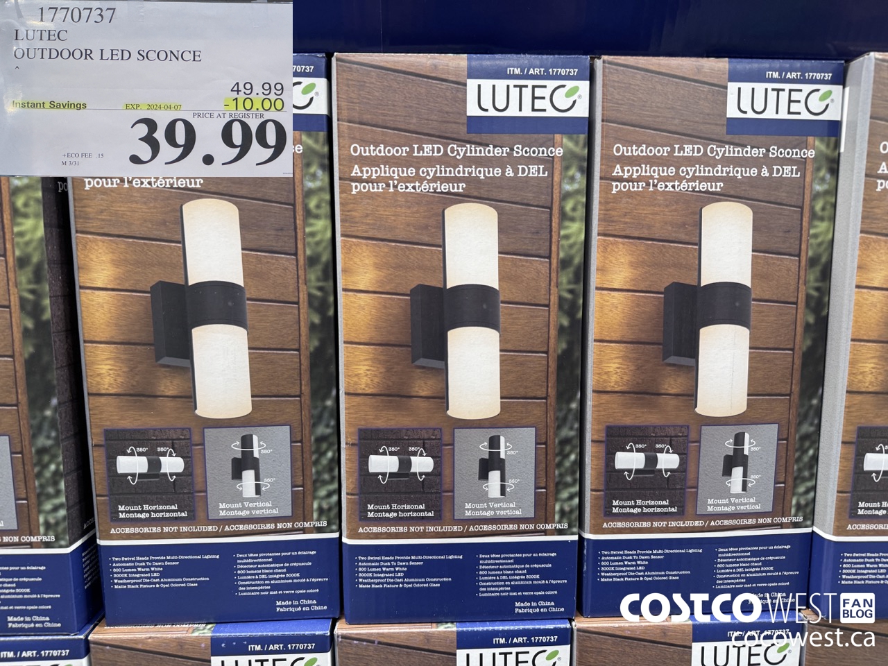 1770737 LUTEC OUTDOOR LED SCONCE ($10.00 INSTANT SAVINGS EXPIRES ON 2024-04-07) $39.99