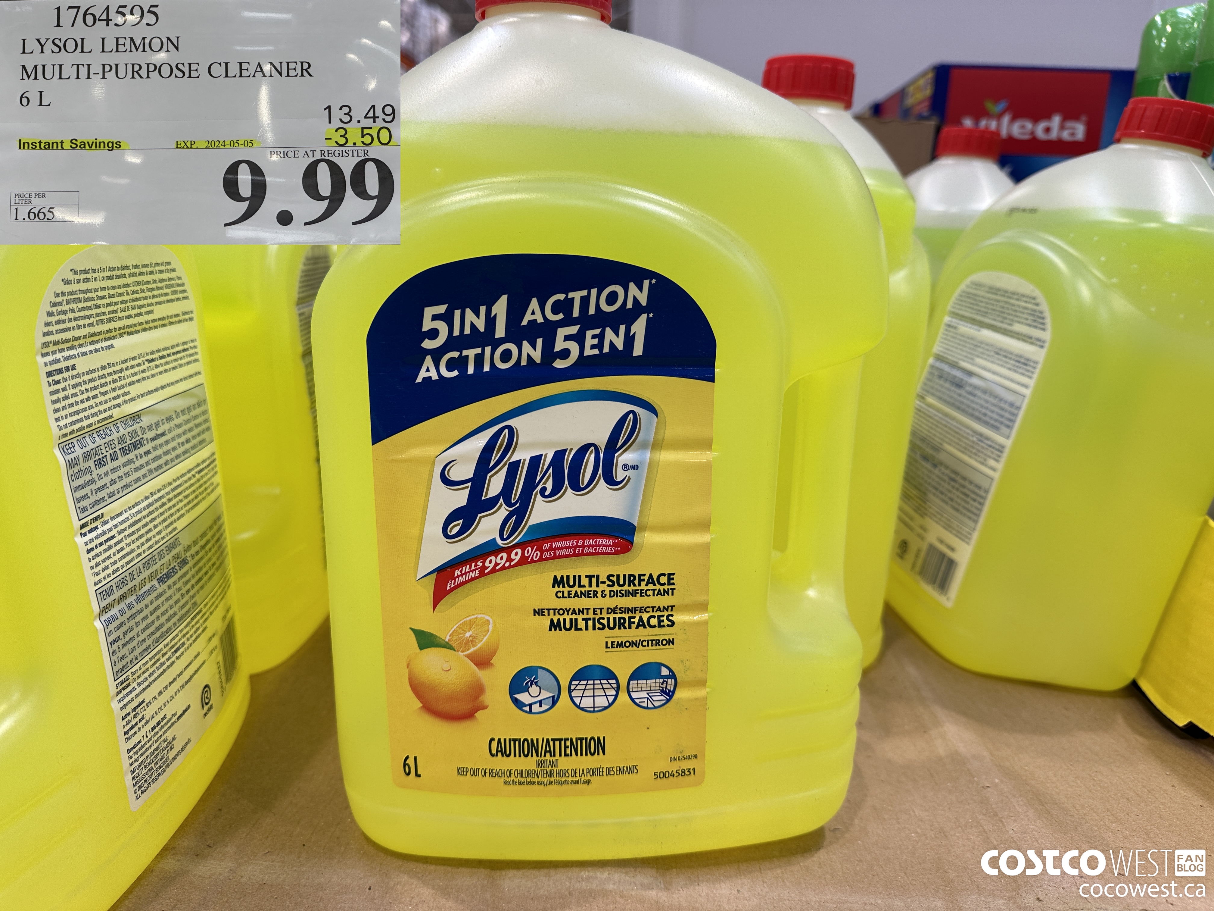 1764595 LYSOL LEMON MULTI-PURPOSE CLEANER 6L ($3.50 INSTANT SAVINGS EXPIRES ON 2024-05-05) $9.99