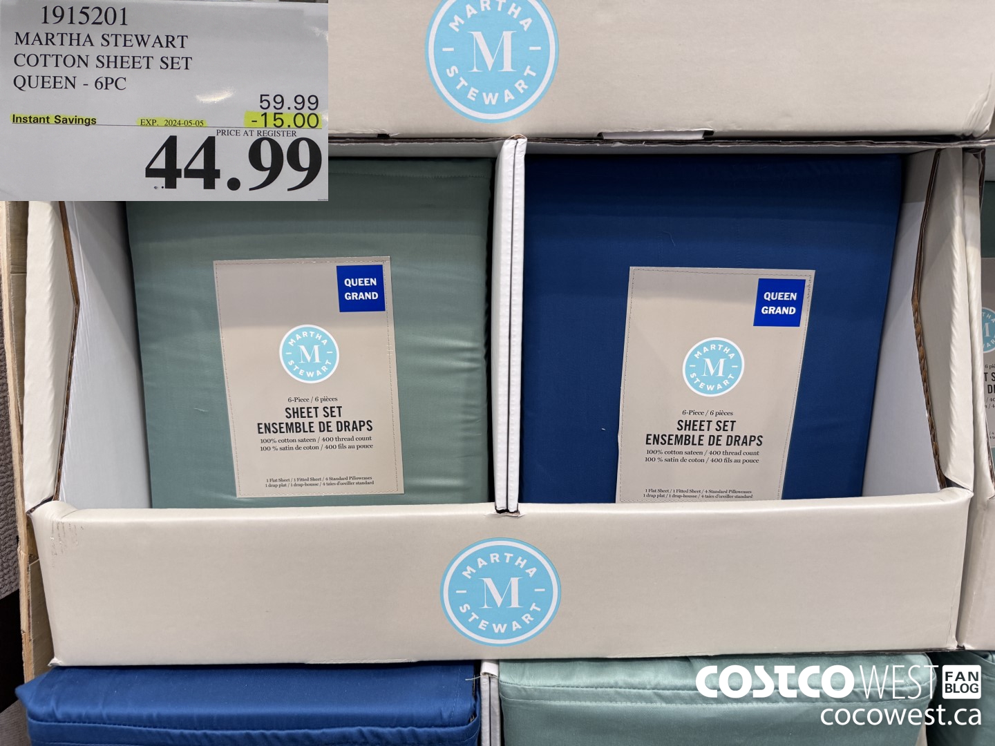 1915201 MARTHA STEWART COTTON SHEET SET QUEEN - 6PC ($15.00 INSTANT SAVINGS EXPIRES ON 2024-05-05) $44.99