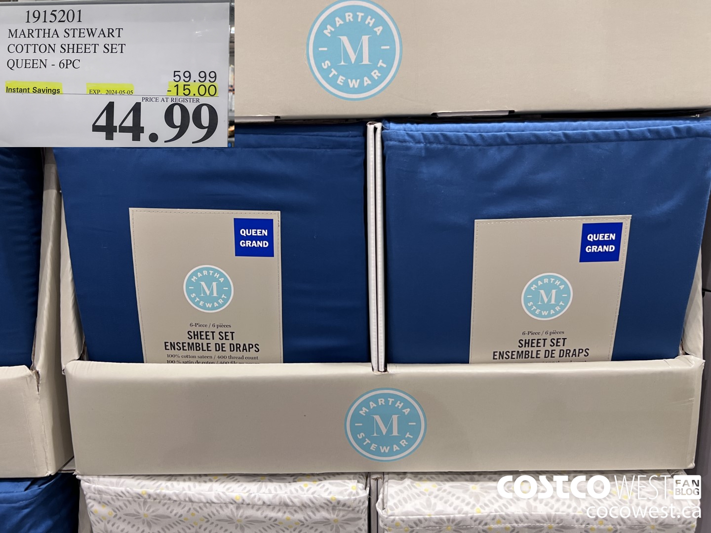 1915201 MARTHA STEWART COTTON SHEET SET QUEEN - 6PC ($15.00 INSTANT SAVINGS EXPIRES ON 2024-05-05) $44.99