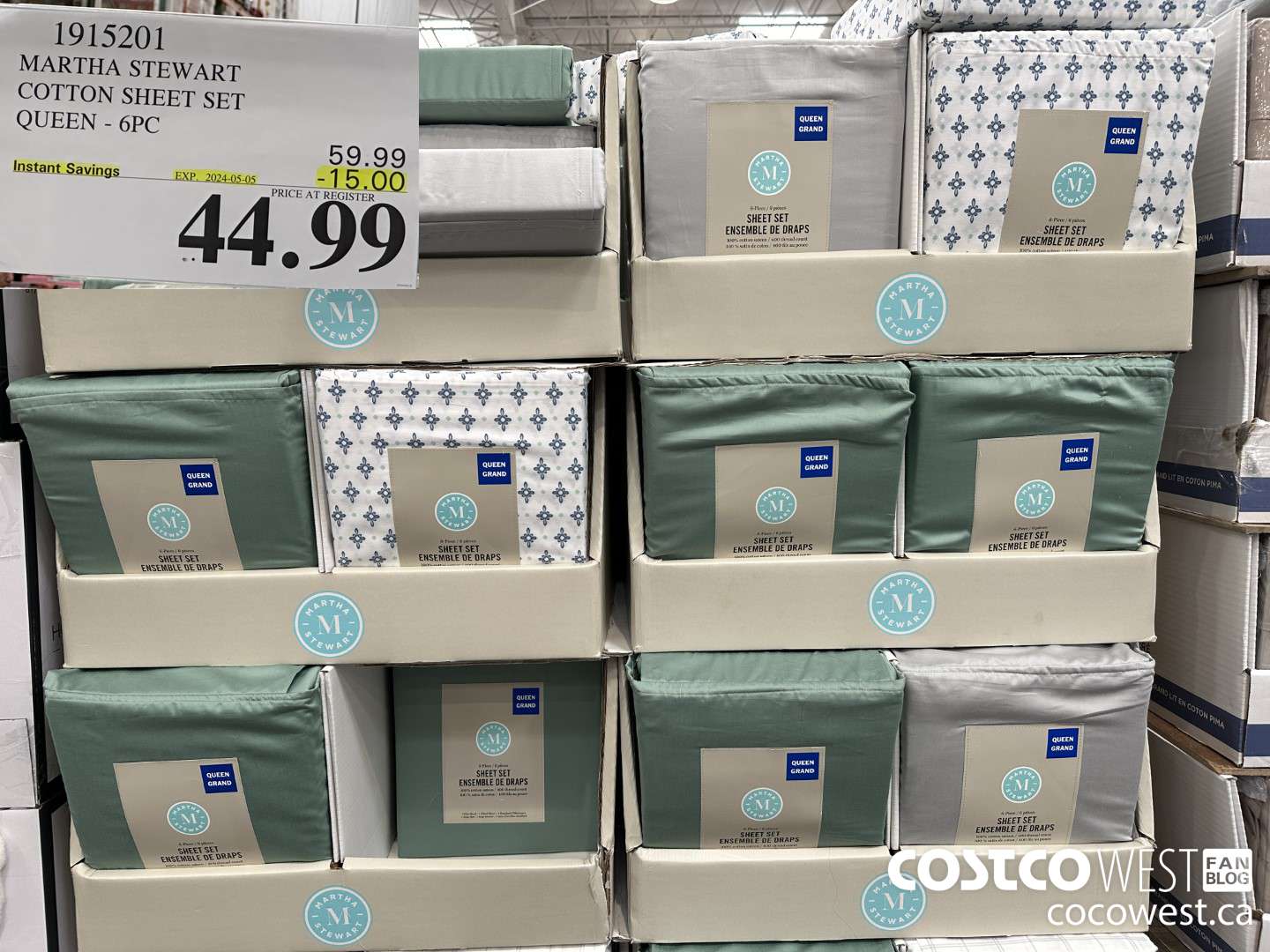 1915201 MARTHA STEWART COTTON SHEET SET QUEEN - 6PC ($15.00 INSTANT SAVINGS EXPIRES ON 2024-05-05) $44.99
