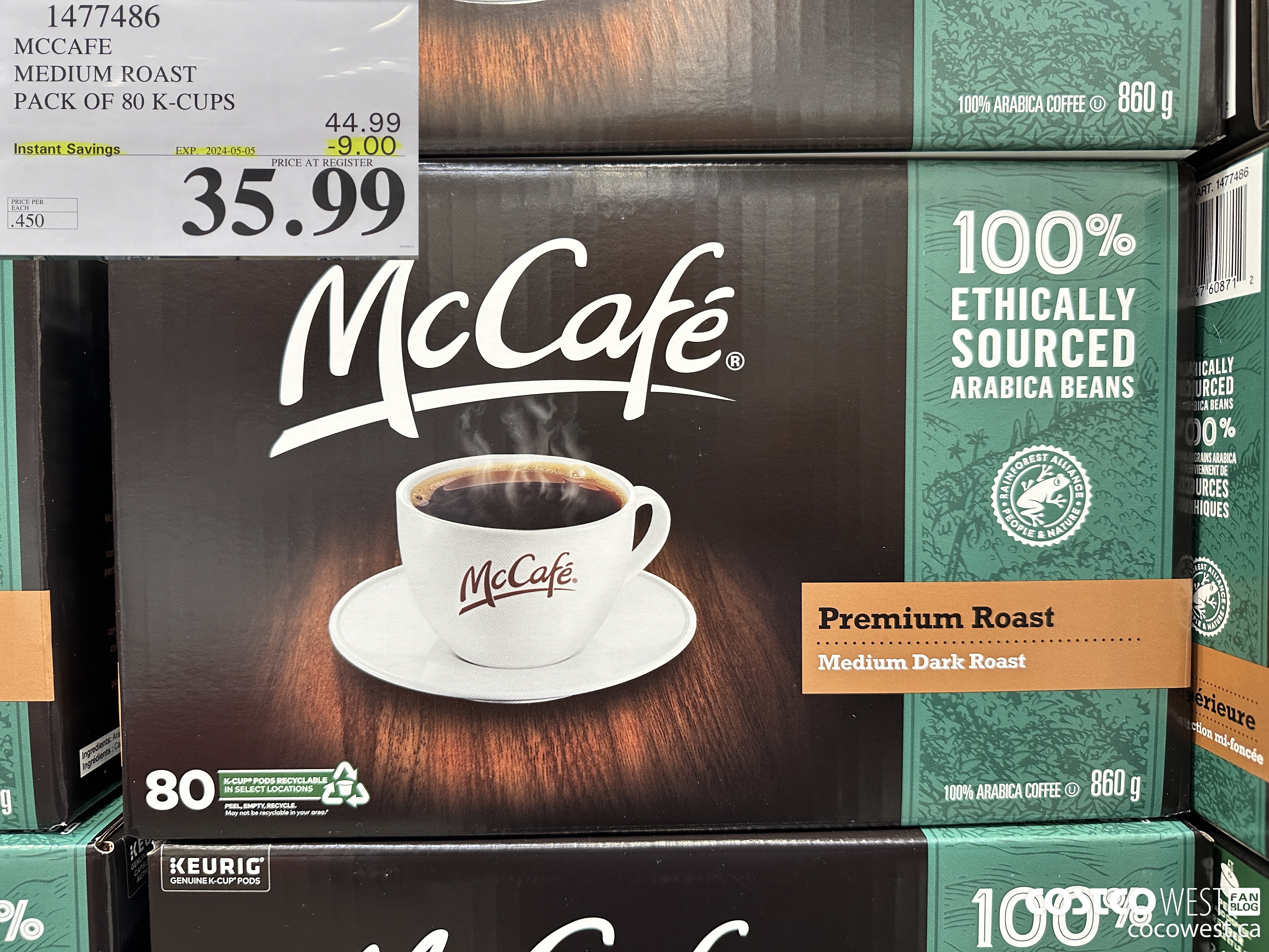 1477486 MCCAFE MEDIUM ROAST K-CUPS 80 COUNT  ($9.00 INSTANT SAVINGS EXPIRES ON 2024-05-05) $35.99
