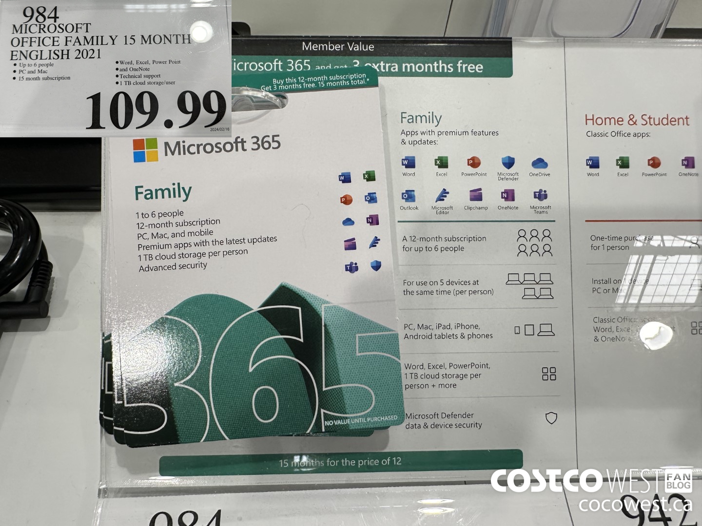 984 MICROSOFT OFFICE FAMILY 15 MONTH ENGLISH 2021  $109.99