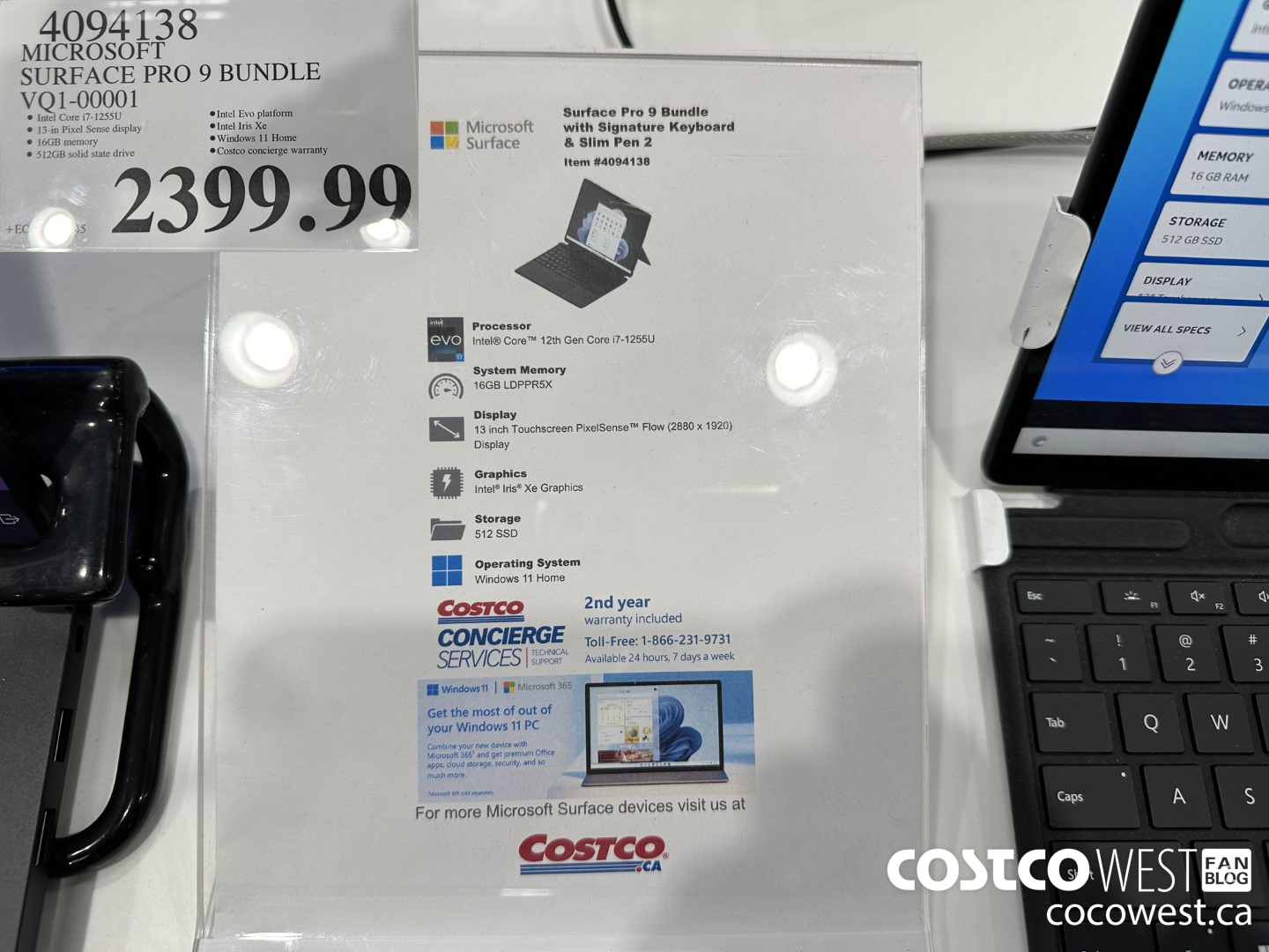 4094138 MICROSOFT SURFACE PRO 9 BUNDLE VQ1-00001 $2399.99