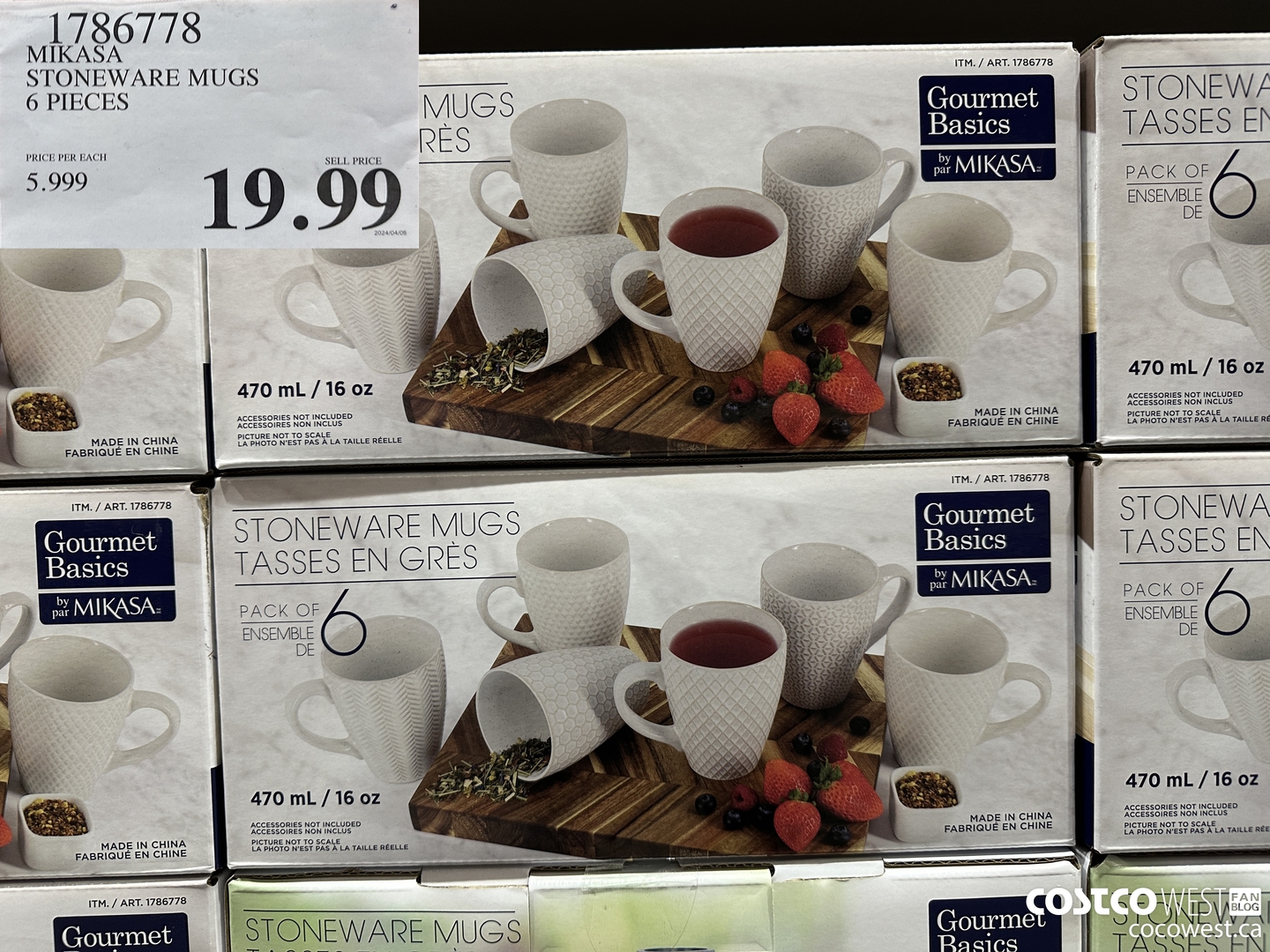 1786778 MIKASA STONEWARE MUGS 6 PIECES $19.99