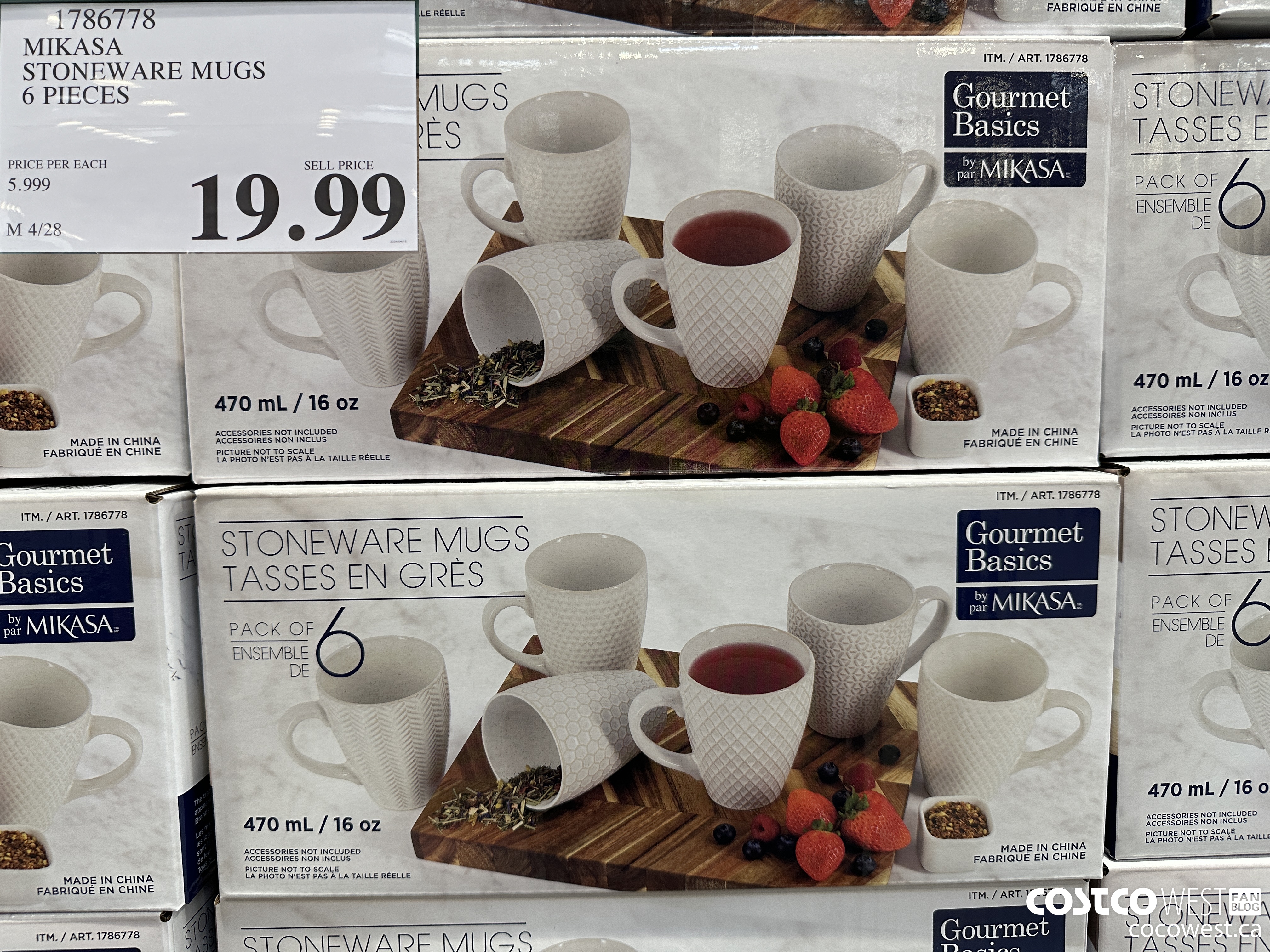 1786778 MIKASA STONEWARE MUGS 6 PIECES $19.99
