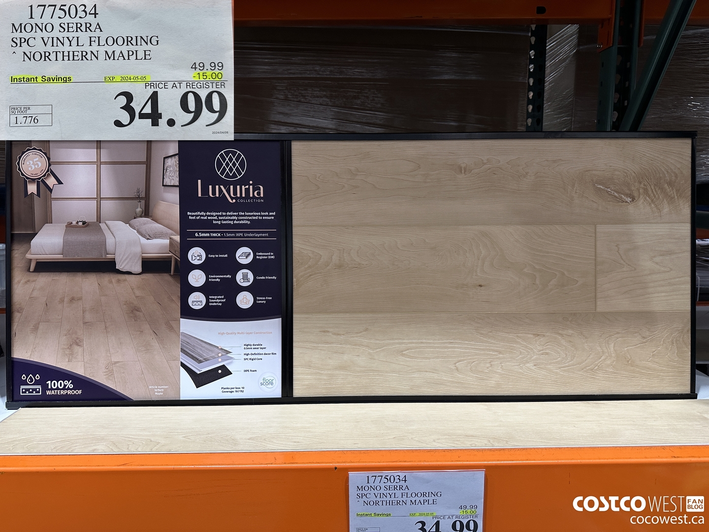 1775034 MONO SERRA SPC VINYL FLOORING NORTHERN MAPLE ($15.00 INSTANT SAVINGS EXPIRES ON 2024-05-05) $34.99