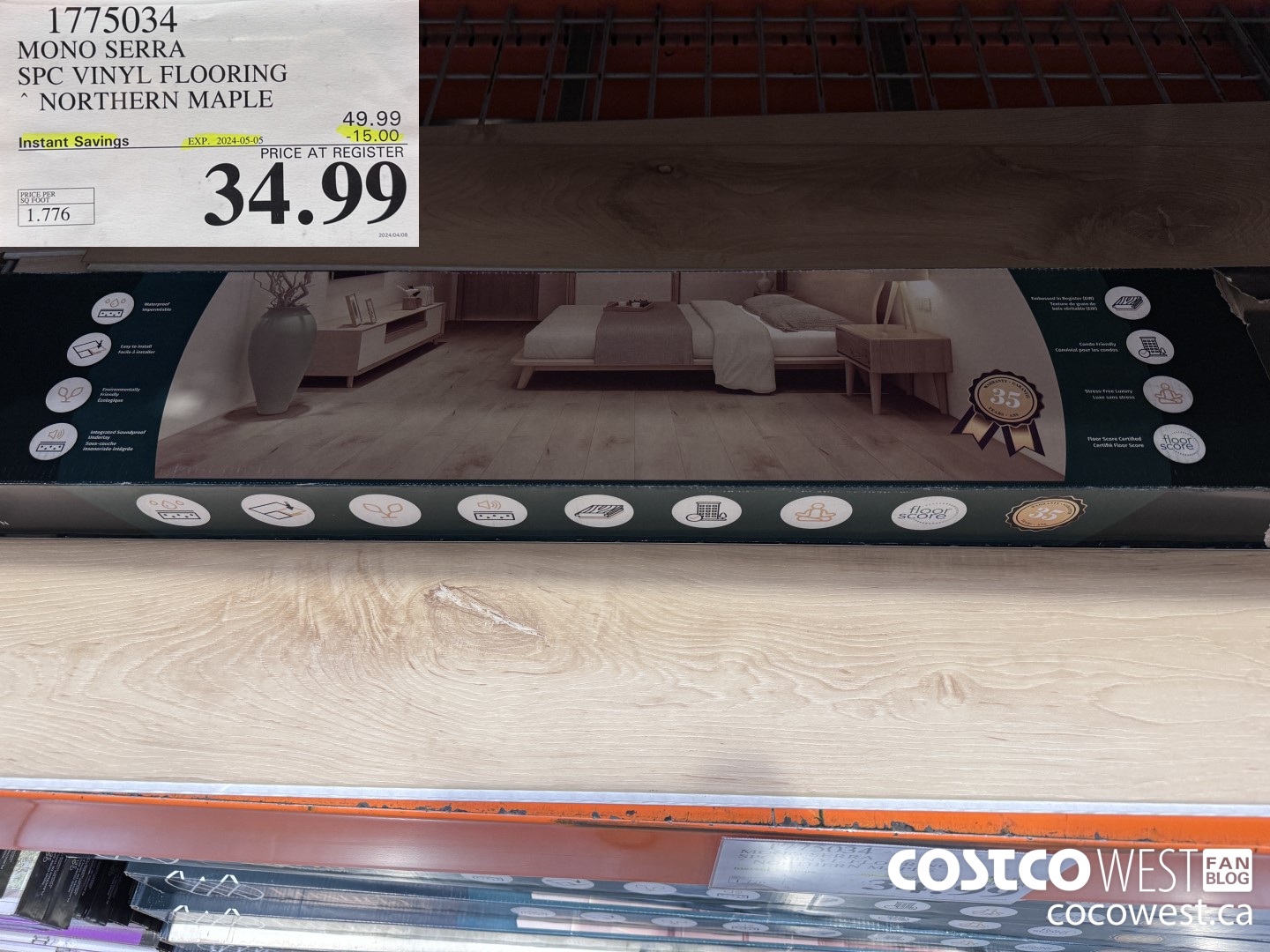 1775034 MONO SERRA SPC VINYL FLOORING NORTHERN MAPLE ($15.00 INSTANT SAVINGS EXPIRES ON 2024-05-05) $34.99