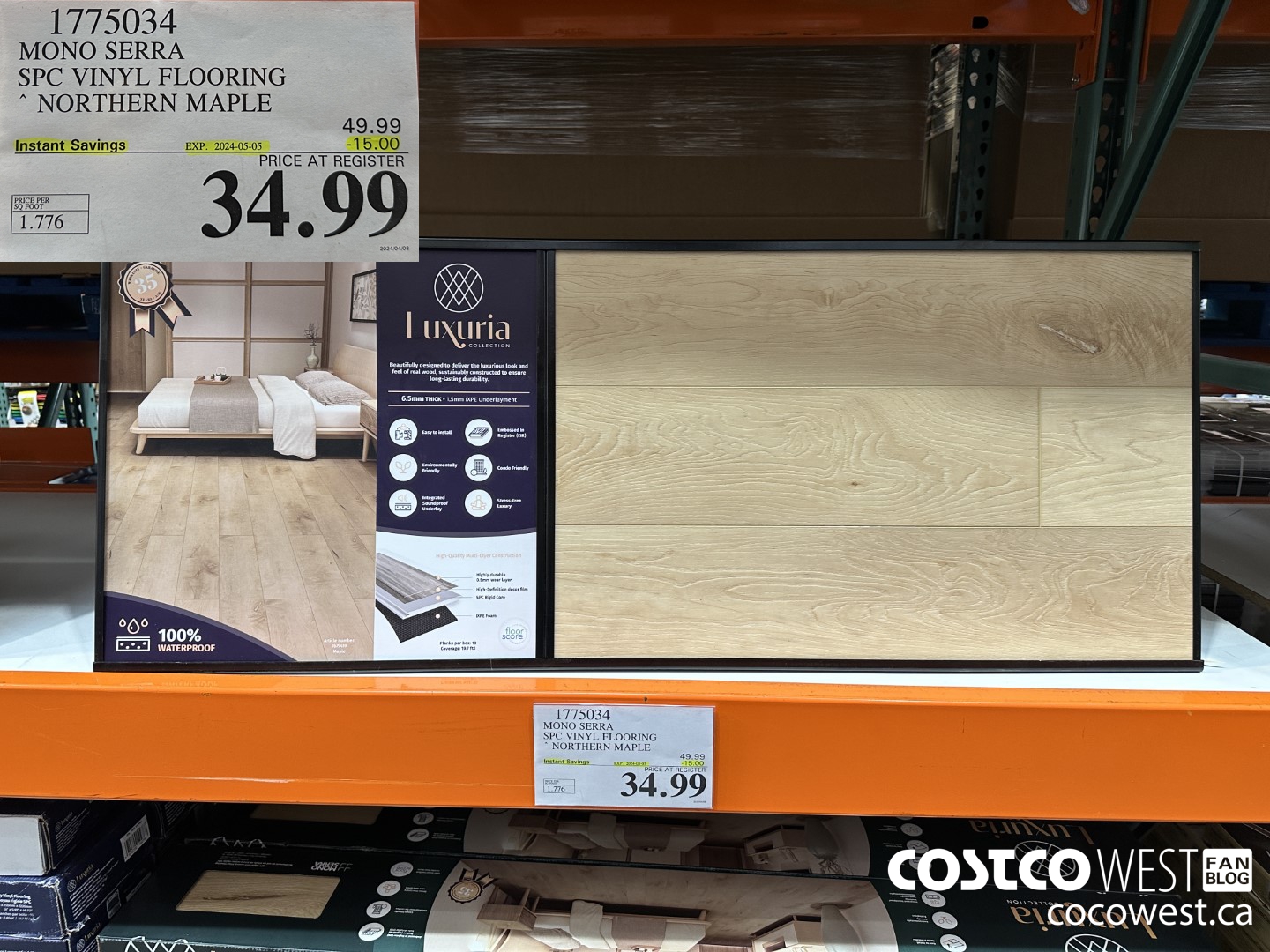 1775034 MONO SERRA SPC VINYL FLOORING NORTHERN MAPLE ($15.00 INSTANT SAVINGS EXPIRES ON 2024-05-05) $34.99