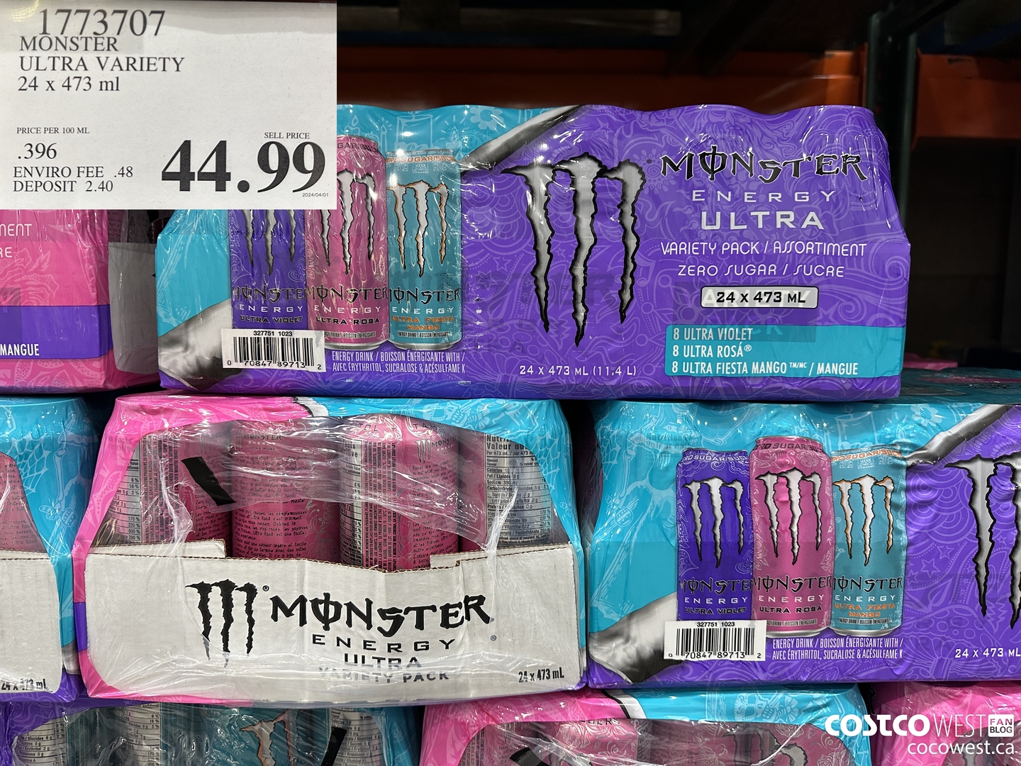 1773707 MONSTER ULTRA VARIETY 24 x 473 mL $44.99
